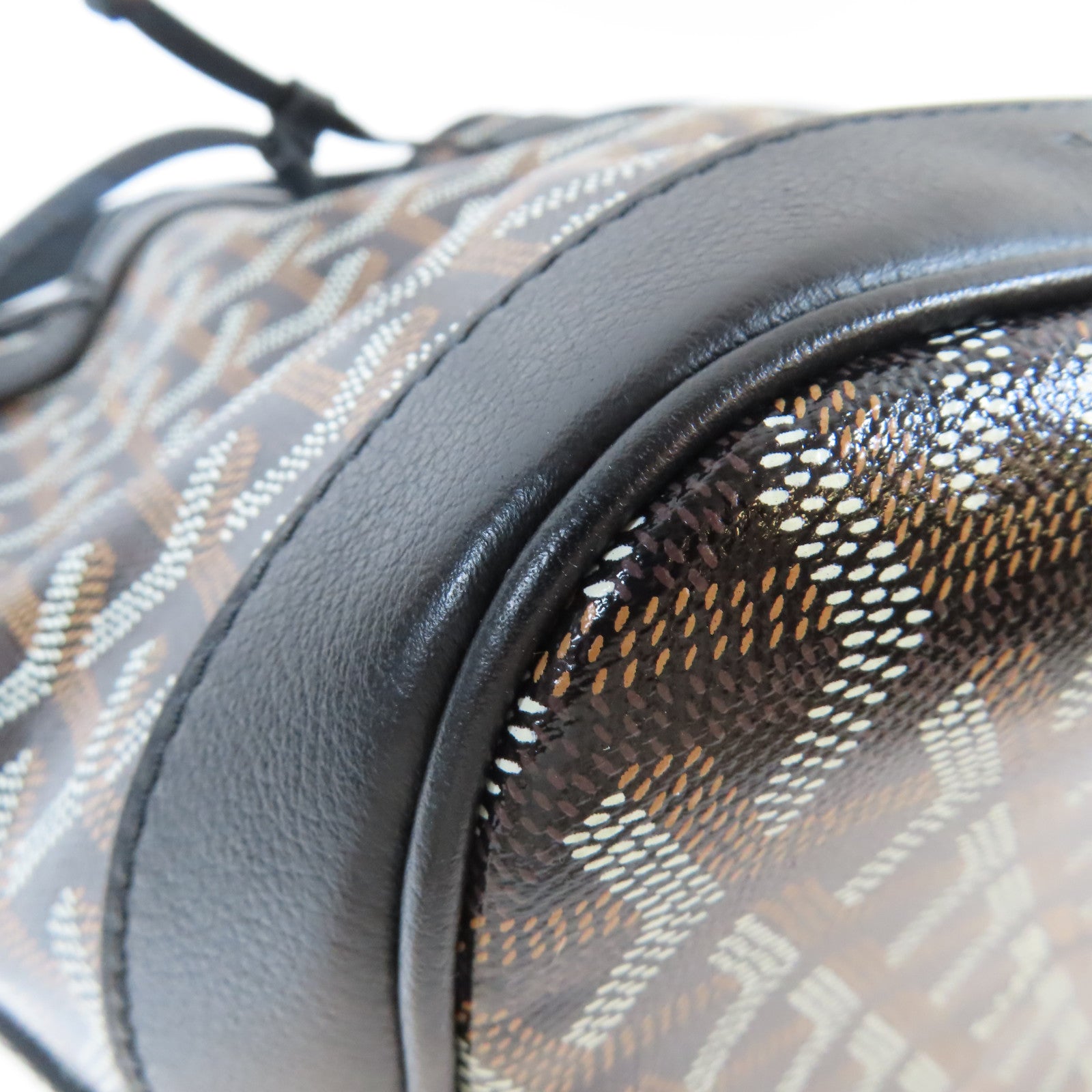 GOYARD 塗層帆布/牛皮皮革Petit Flot Bucket銀扣肩背袋黑色