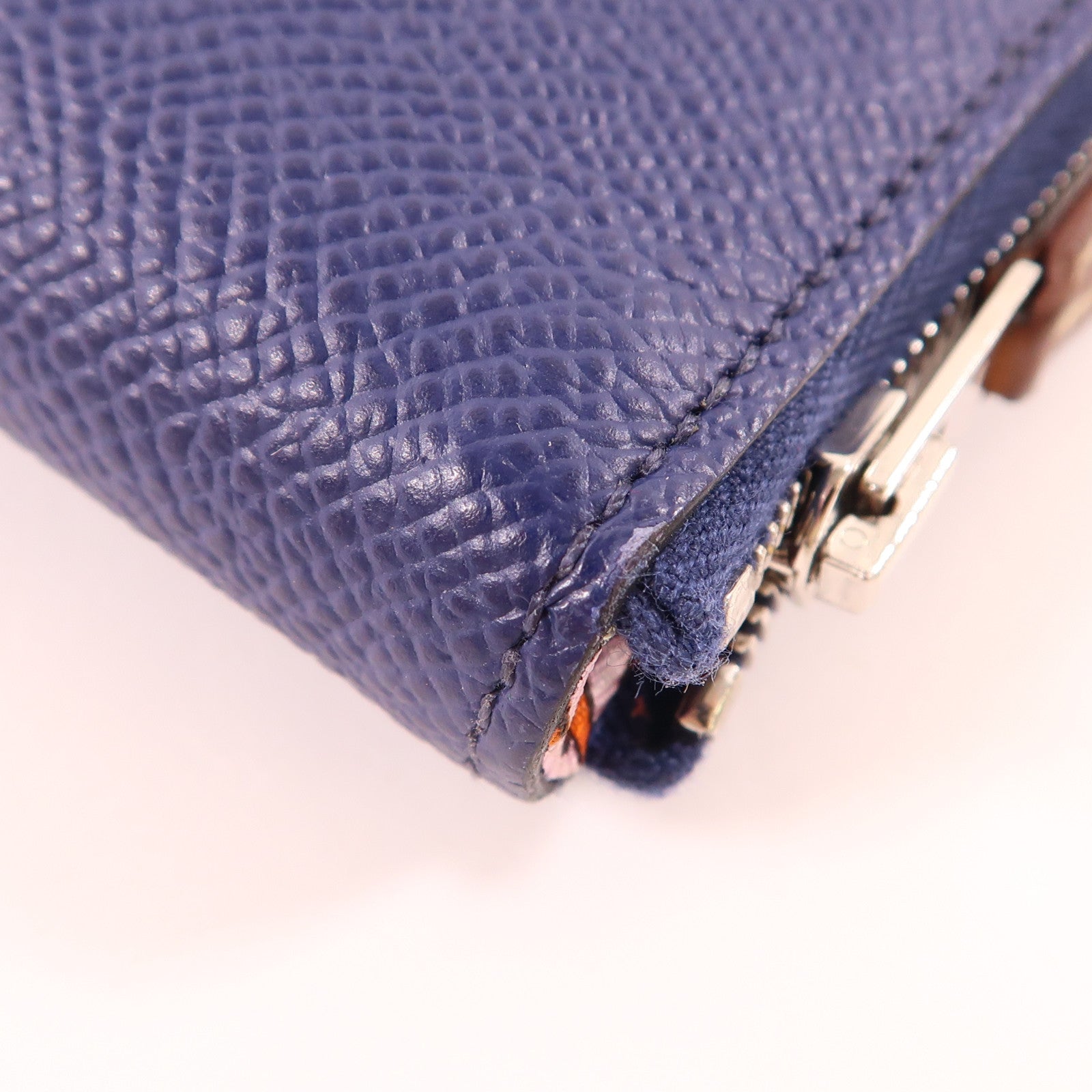 HERMES Epsom皮革Silk In Wallet銀扣長錢包Bleu Indigo