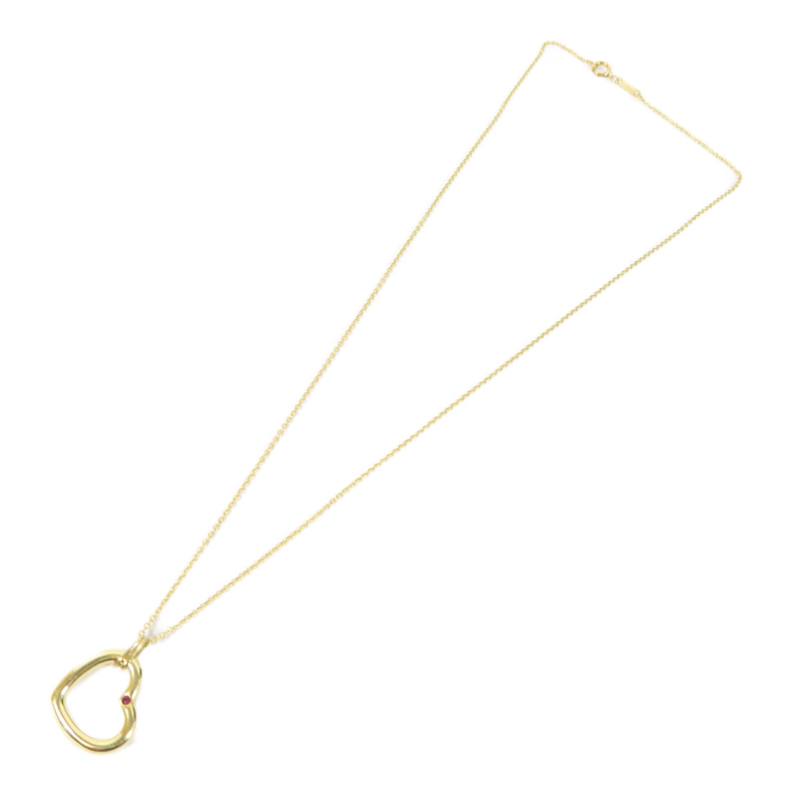 TIFFANY＆CO 18K黃金Ruby Open Heart項鍊金色