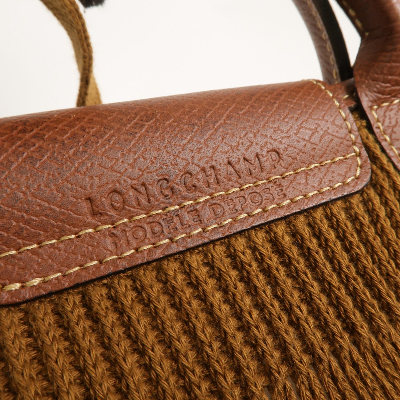 Longchamp 棉質/牛皮皮革Le Pliage Filet L手挽肩背兩用袋