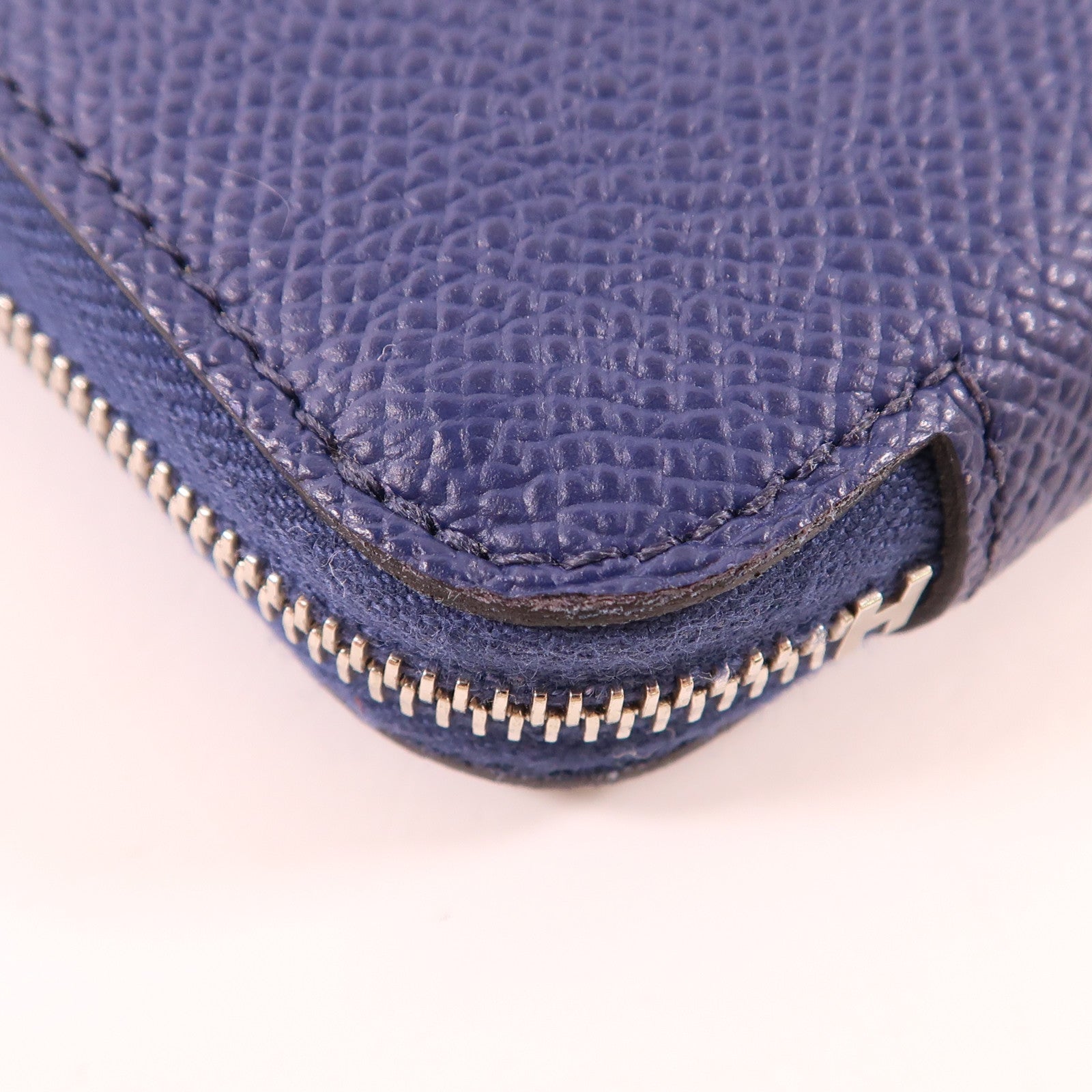 HERMES Epsom皮革Silk In Wallet銀扣長錢包Bleu Indigo