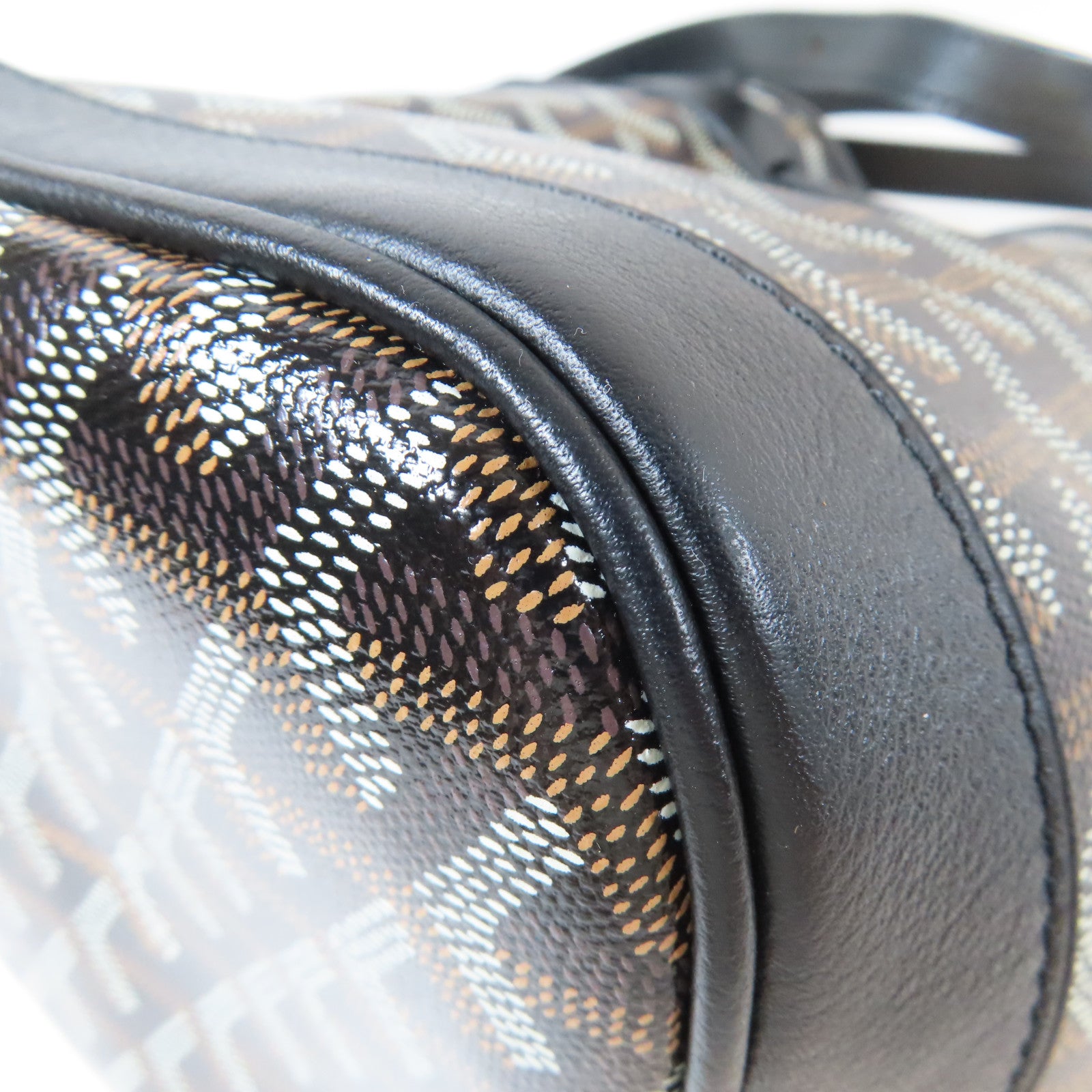 GOYARD 塗層帆布/牛皮皮革Petit Flot Bucket銀扣肩背袋黑色
