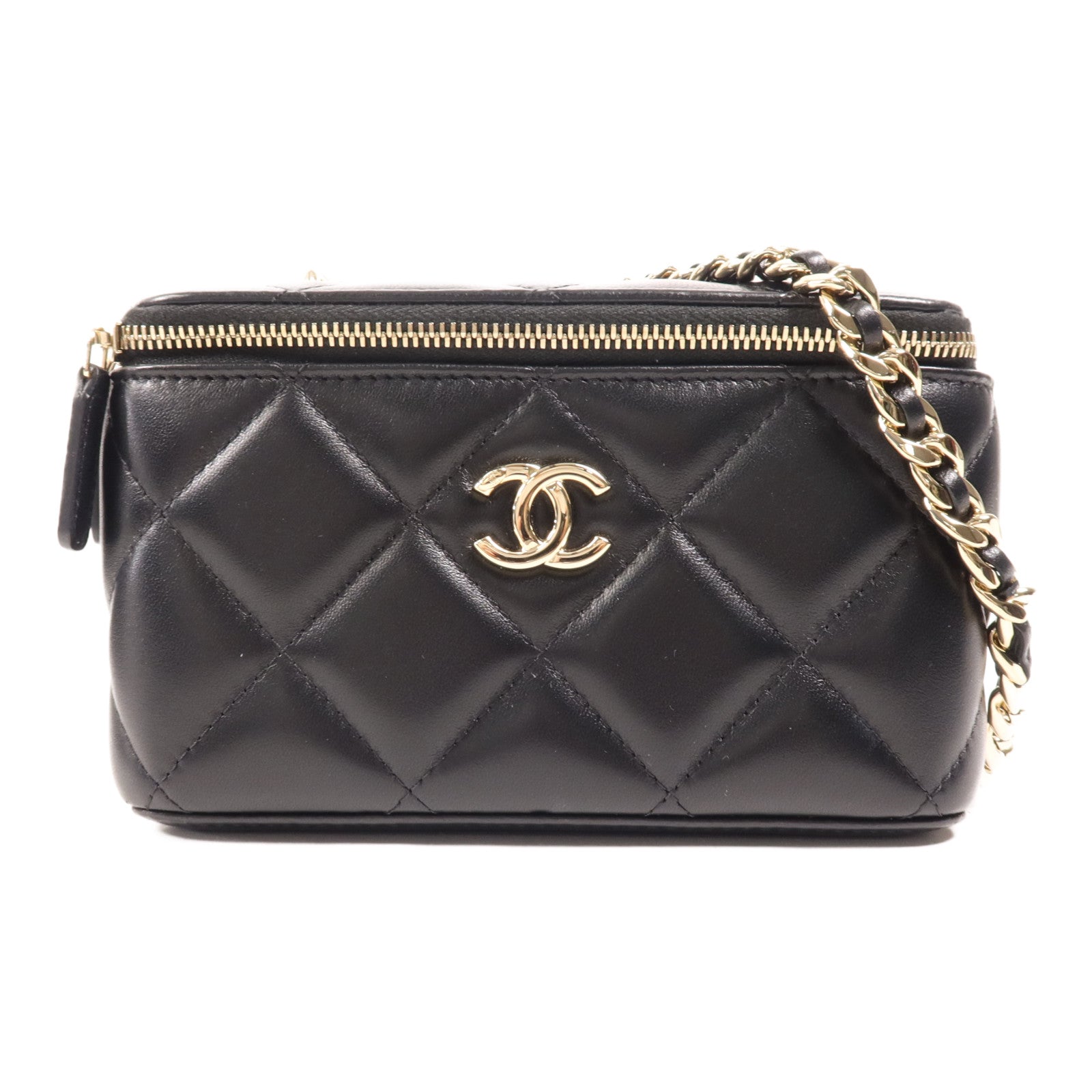 CHANEL 羊皮皮革Vanity Case金扣鏈帶肩背袋