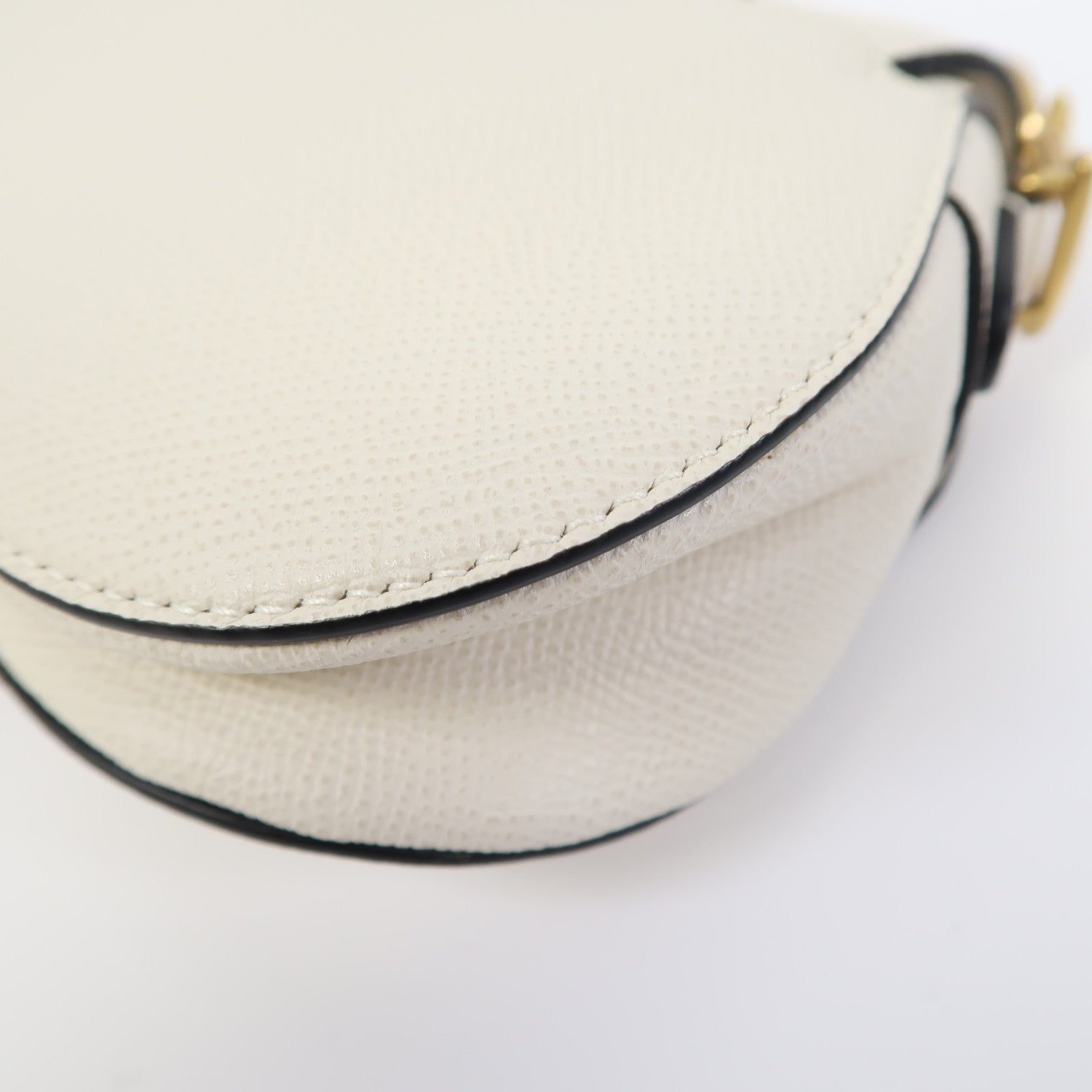 Dior 牛皮皮革Saddle Mini金扣手挽袋白色