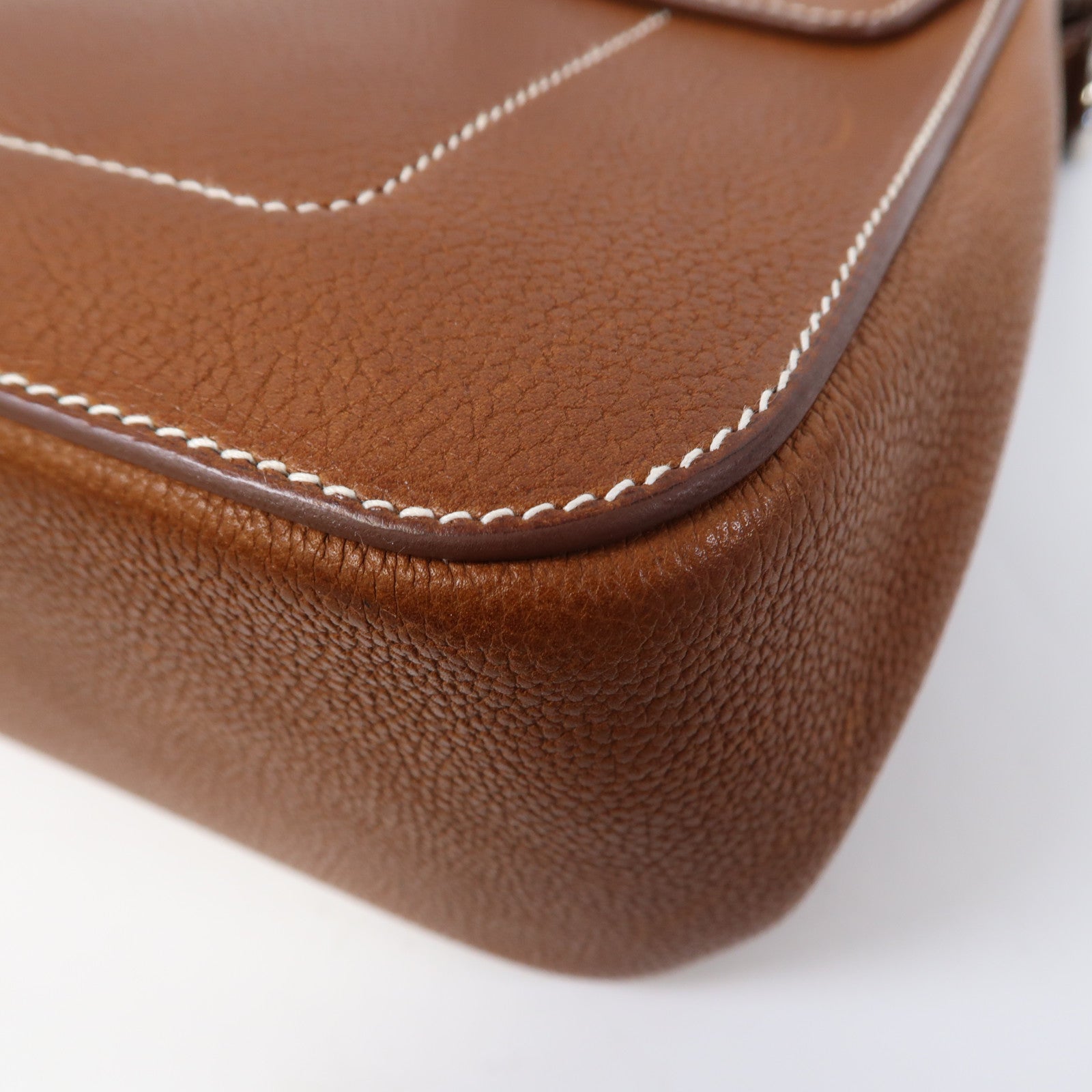 HERMES 【激減優惠】Barenia Faubourg皮革Mali-Selle Messenger Bag銀扣肩背袋啡色