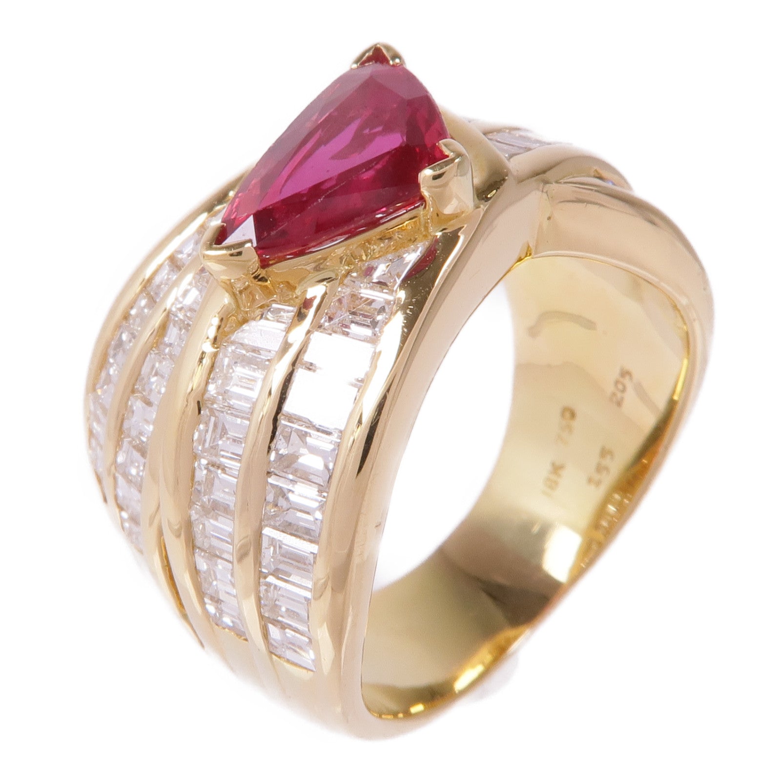 JEWELRY 【激減優惠】18K黃金Ruby Diamond Ring紅寶石/鑽石戒指US#7.5