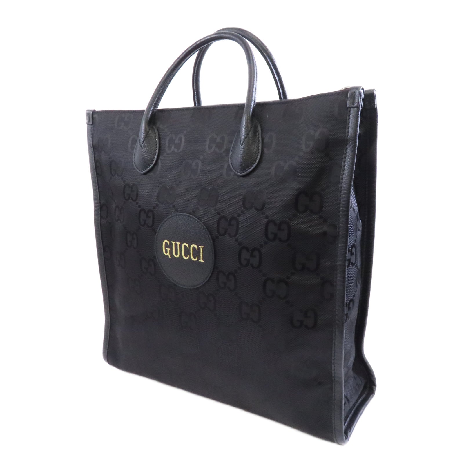 GUCCI 尼龍Tote Bag銀扣手挽袋黑色