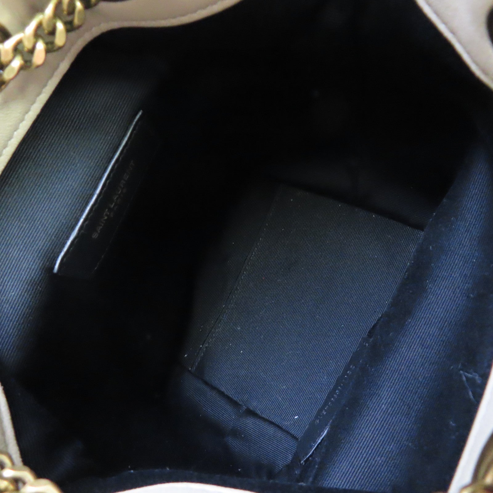 YVES SAINT LAURENT 【激減優惠】斜紋羊皮皮革 Joe Chain Shoulder Bag金扣鏈帶肩背袋杏色