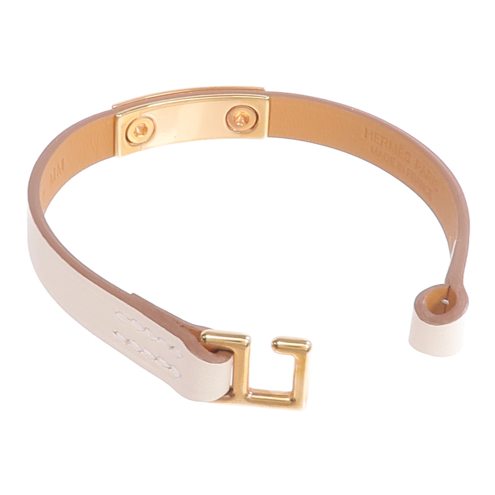 HERMES Swift皮革Rivale Mini Bracelet金扣手帶Nata