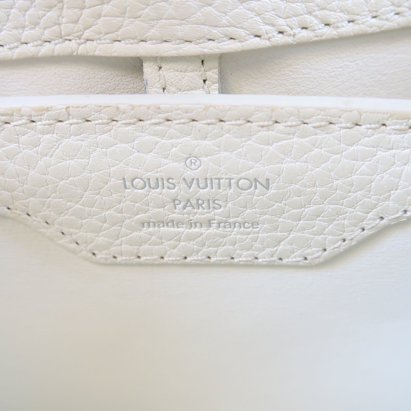 LOUIS VUITTON 牛皮皮革Capucines BB銀扣手挽肩背兩用袋白色/藍色