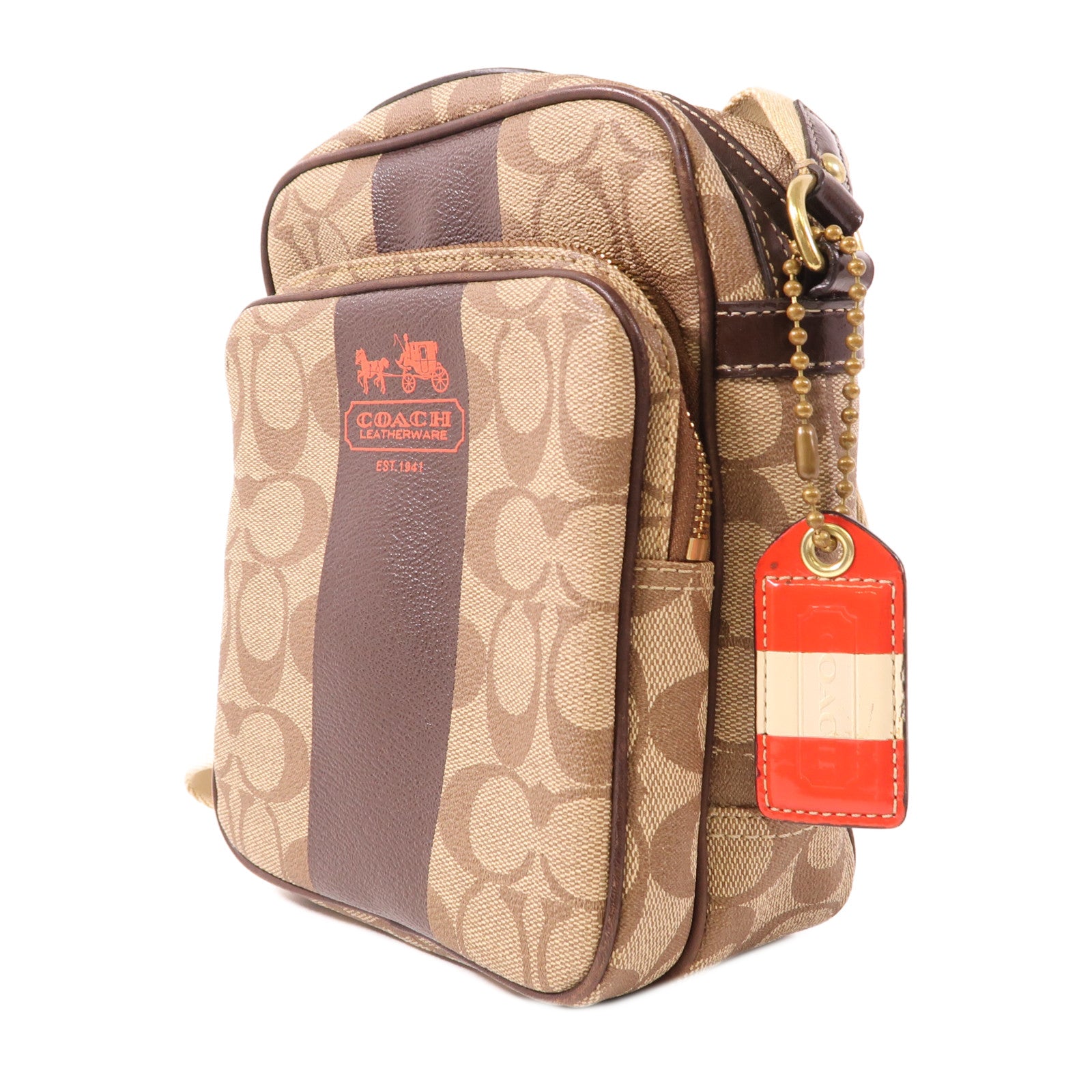 COACH 塗層帆布Shoulder Bag金扣肩背袋