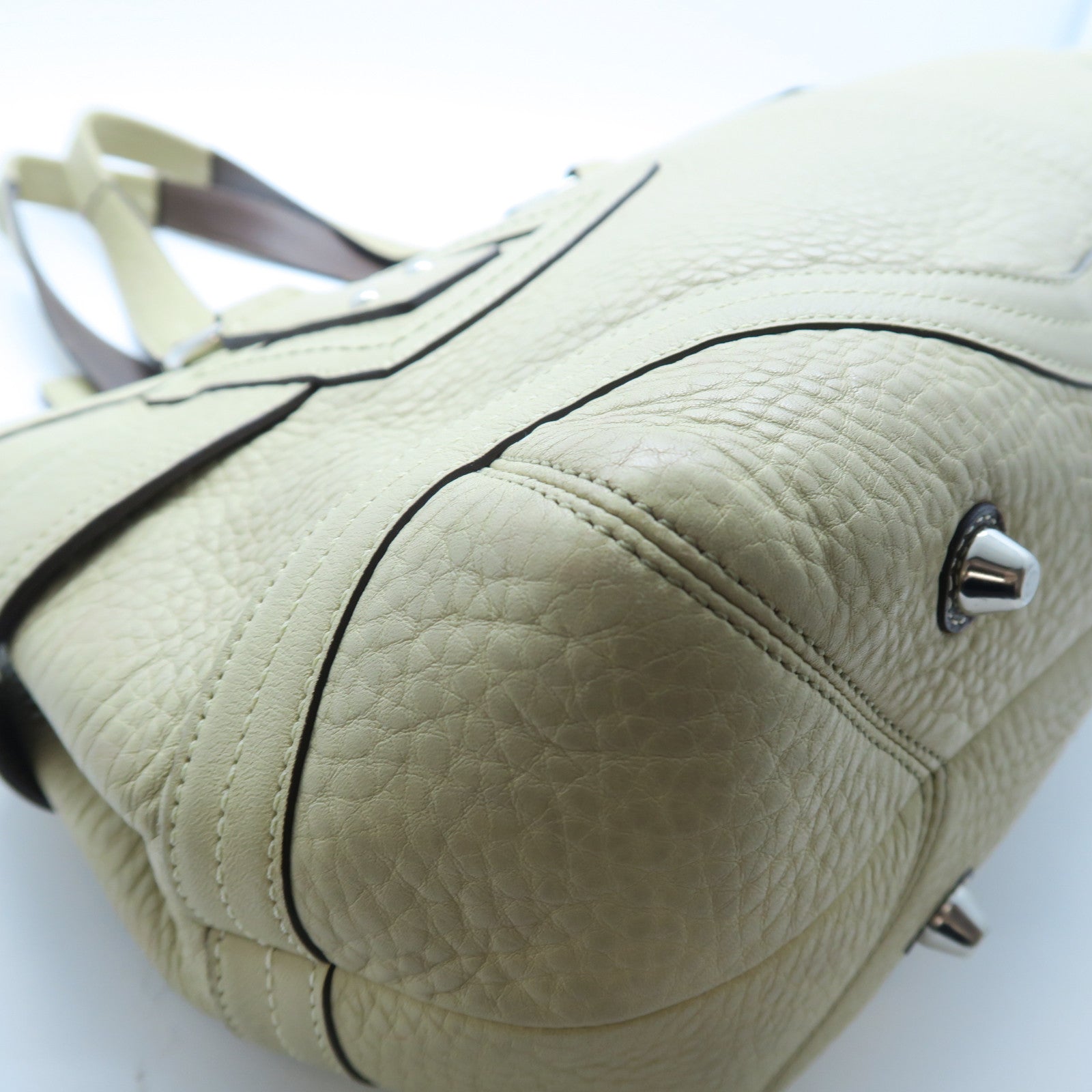COACH 【激減優惠】牛皮皮革Shoulder Bag銀扣肩背袋淺褐色