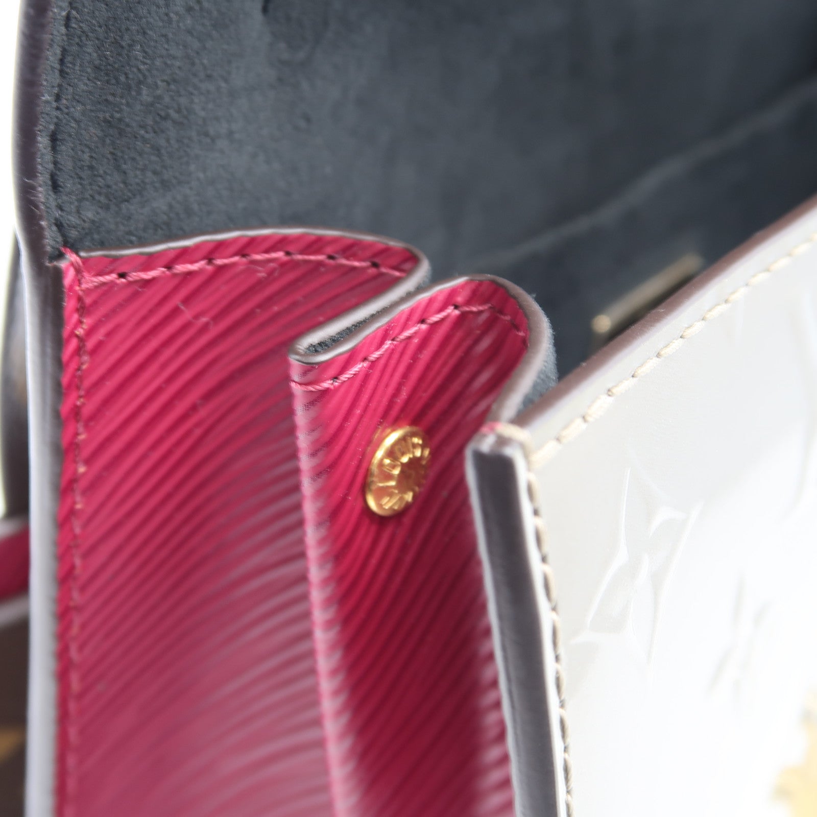 LOUIS VUITTON Monogram Vernis Spring Street金扣手挽肩背兩用袋香檳灰色