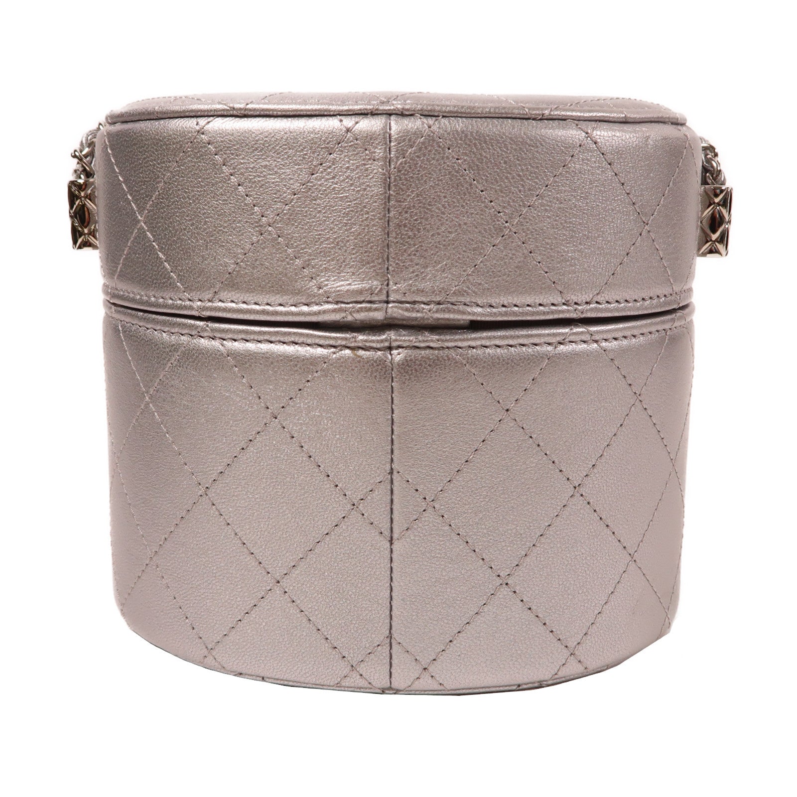 CHANEL 【激減優惠】菱格牛皮皮革Chain Shoulder銀扣鏈帶肩背袋銀色
