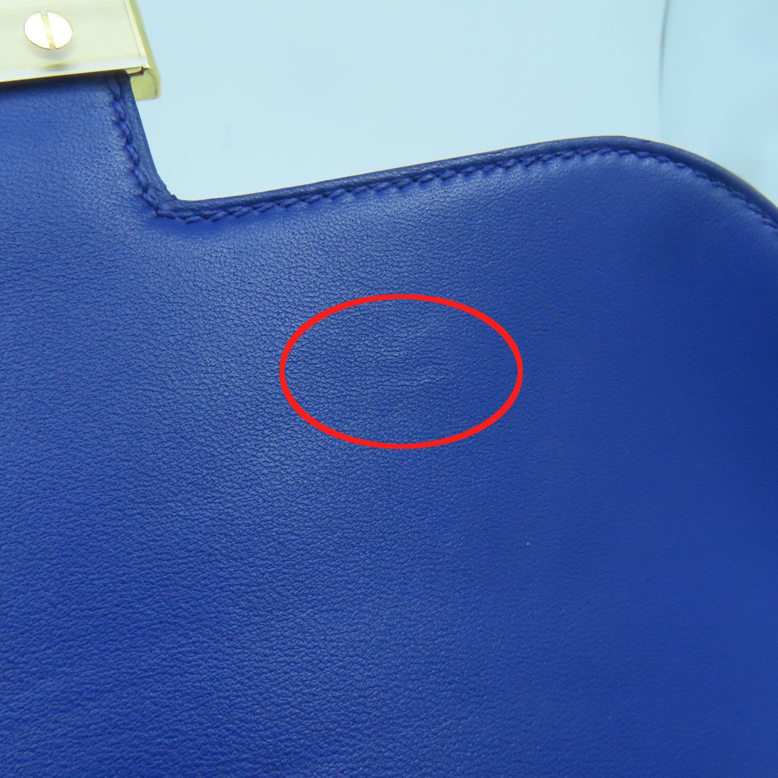 HERMES Epsom Leather Constance Mini Gold Buckle Shoulder Bag Blue