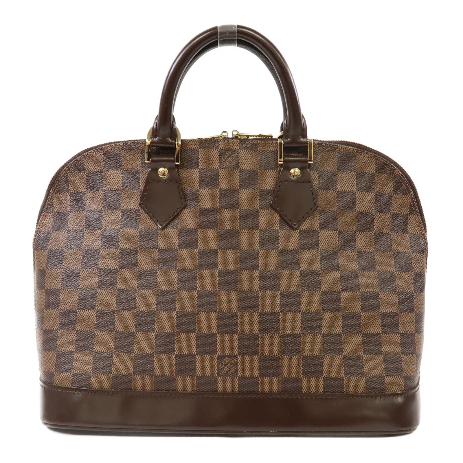 LOUIS VUITTON Damier Ebene Alma MM金扣手挽袋啡色