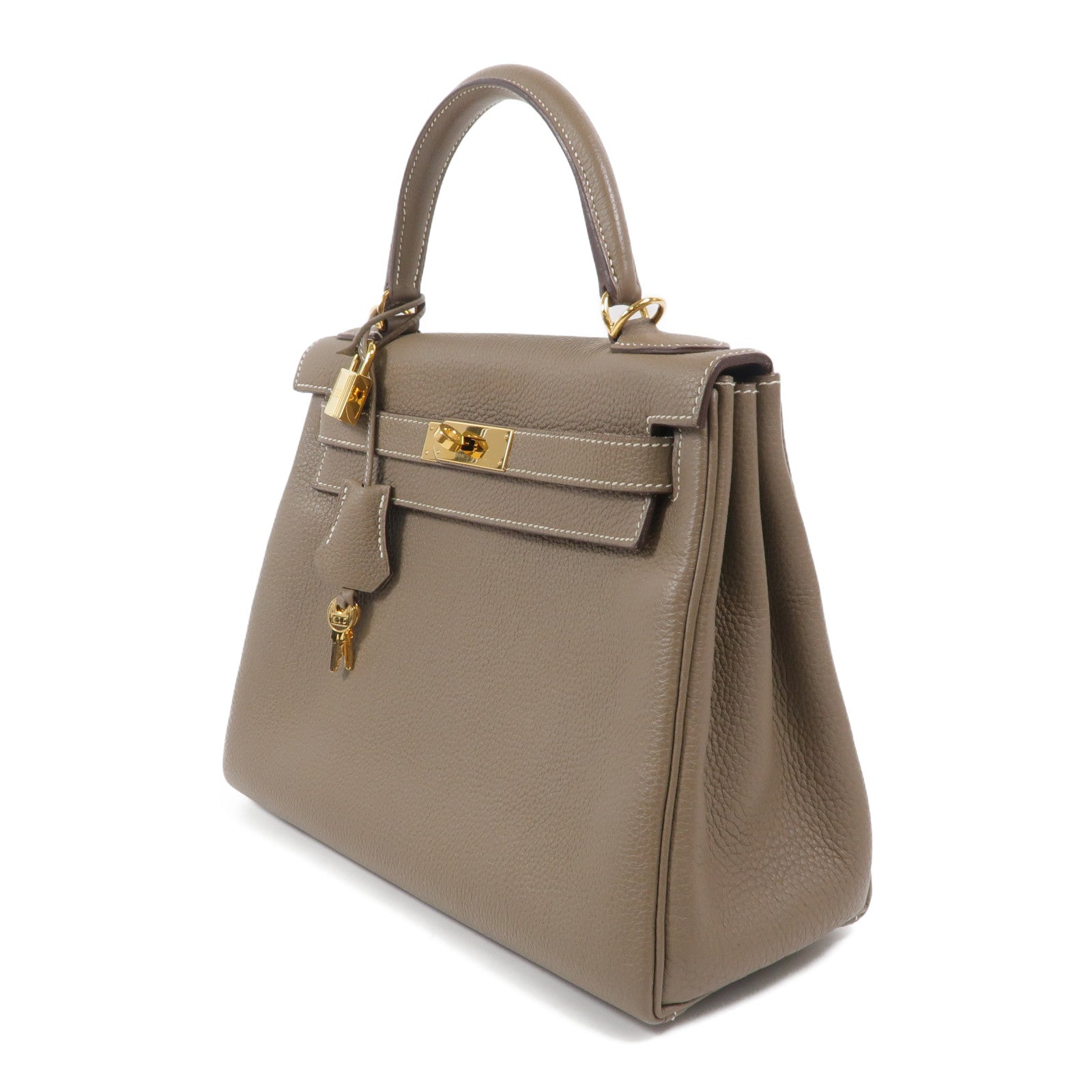 HERMES Togo皮革Kelly 28手挽肩背兩用袋Etoupe