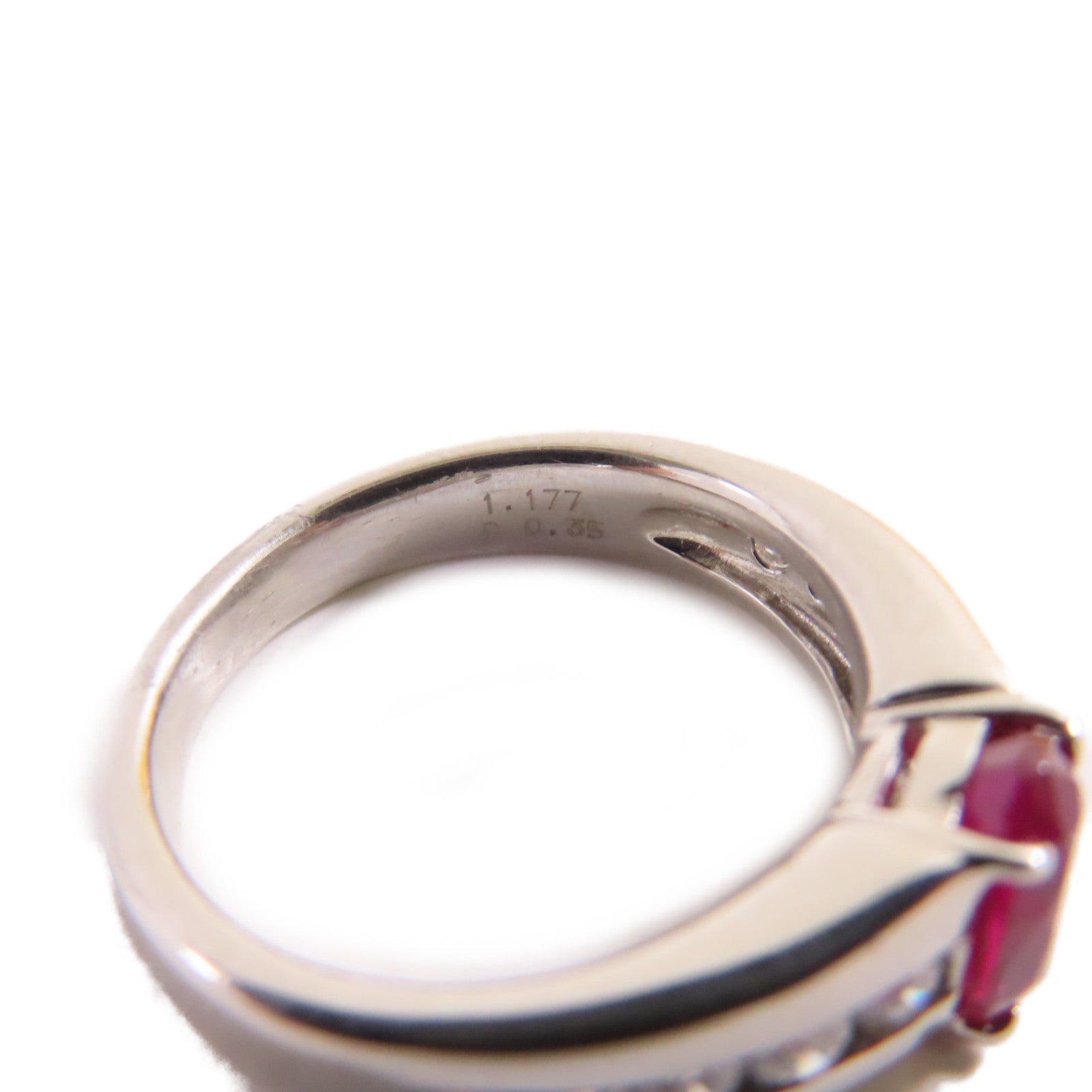 JEWELRY 【激減優惠】PT900鉑金/1.177ct紅寶石/0.35ct鑽石Ruby Diamond Ring戒指US#5.25