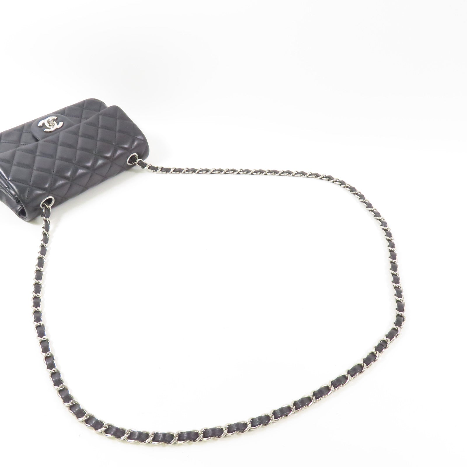 CHANEL 牛皮皮革Mini Classic 20銀扣肩背袋