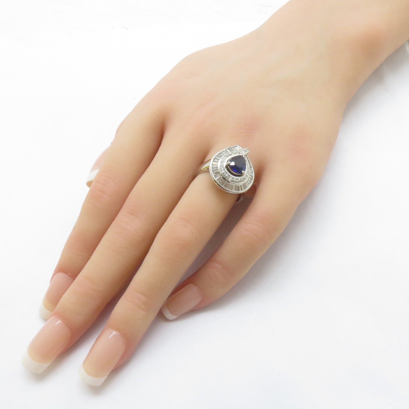 JEWELRY PT900鉑金Sapphire Ring 1.55ct藍寶石/1.17ct鑽石戒指US#6.25