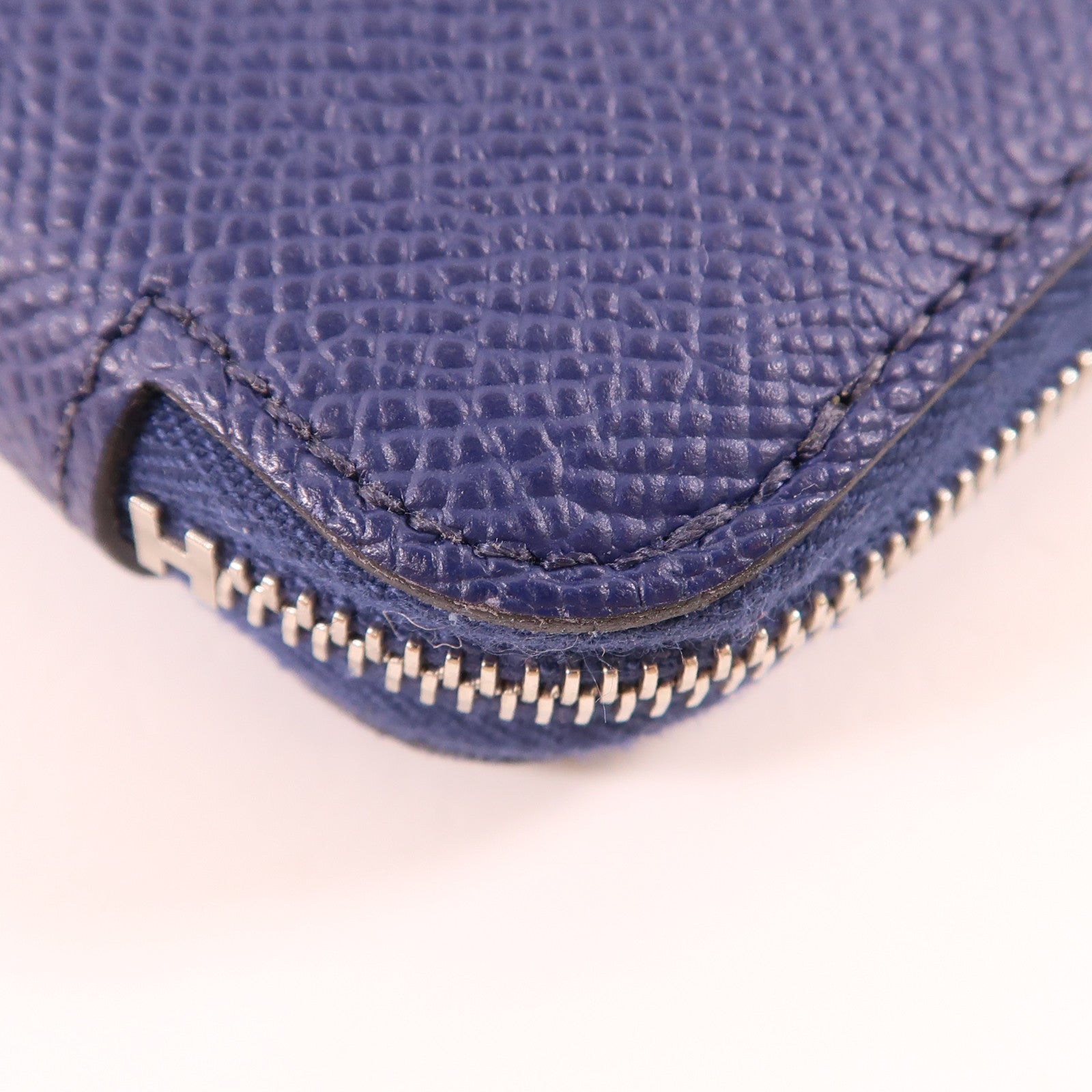 HERMES Epsom皮革Silk In Wallet銀扣長錢包Bleu Indigo