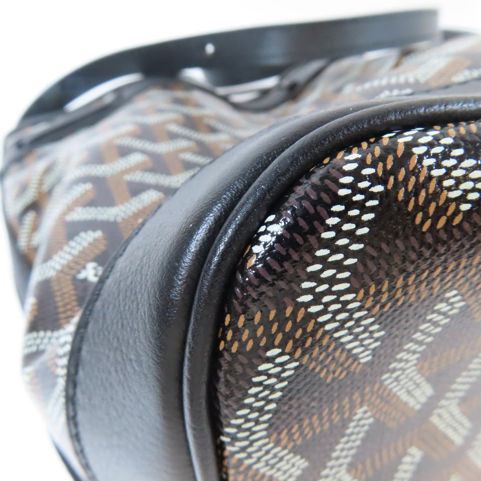 GOYARD 塗層帆布/牛皮皮革Petit Flot Bucket銀扣肩背袋黑色