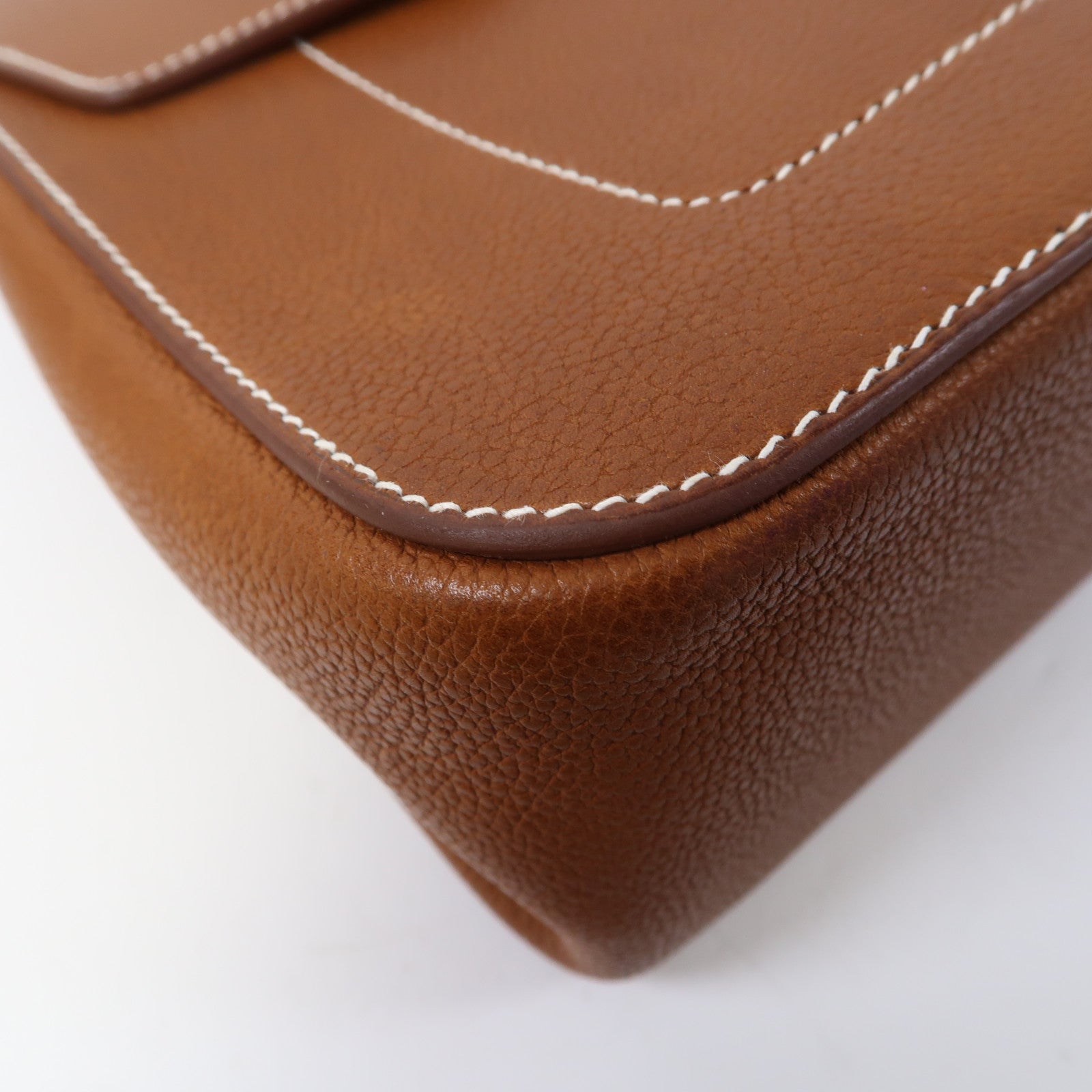 HERMES 【激減優惠】Barenia Faubourg皮革Mali-Selle Messenger Bag銀扣肩背袋啡色