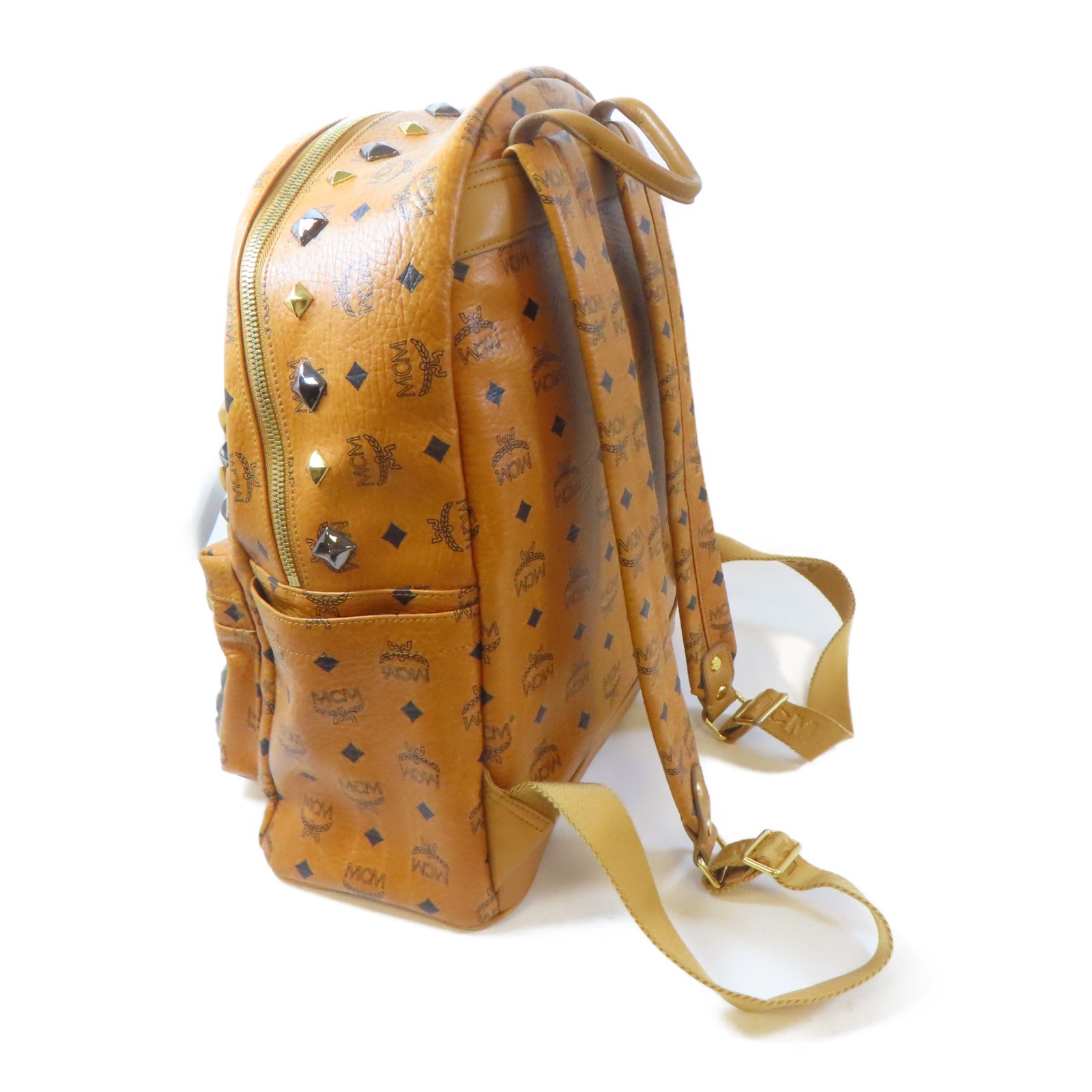 MCM 皮革Stark Side Studs Backpack金扣背包啡色