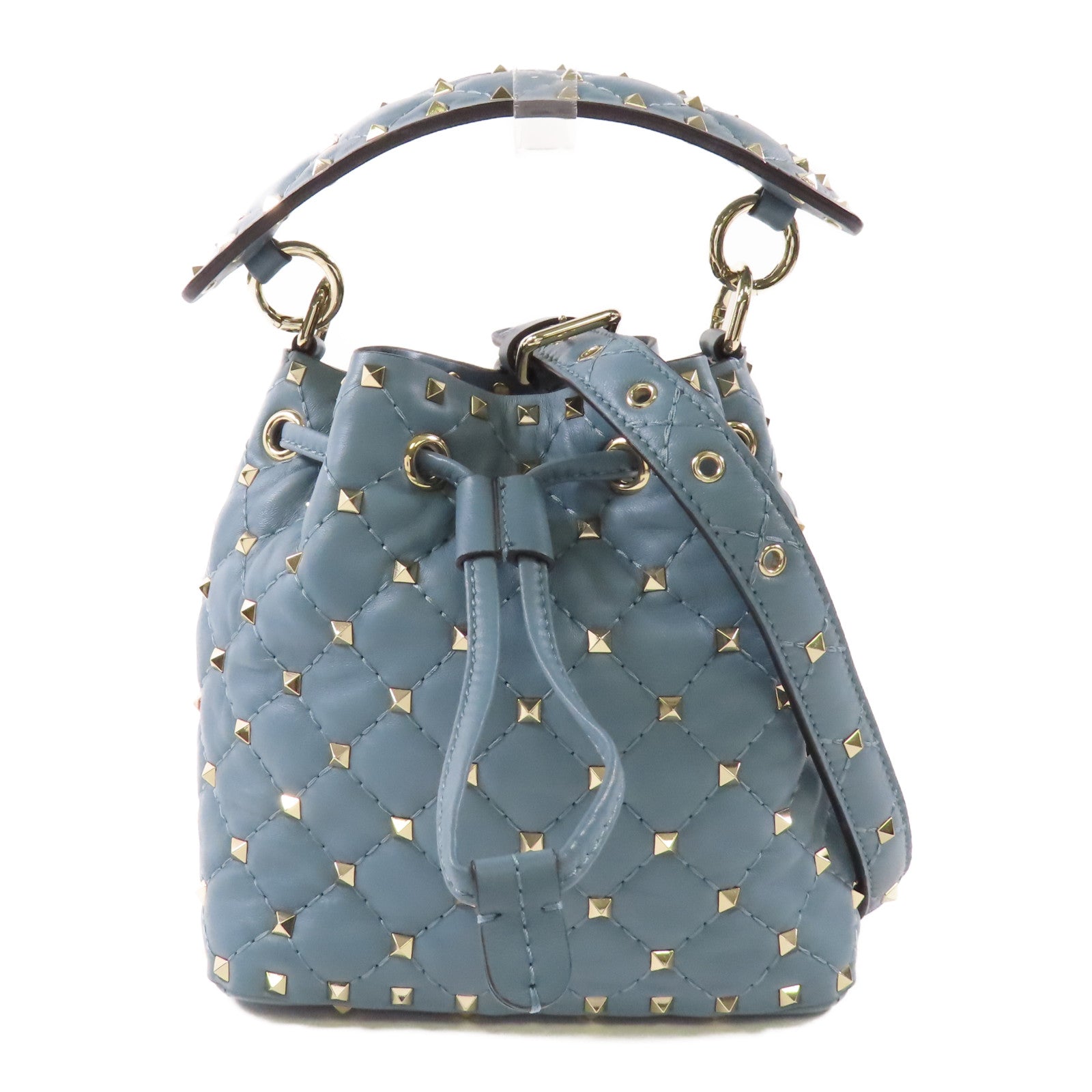Valentino 牛皮皮革Mini Bucket Bag銀扣鏈帶手挽肩背兩用袋