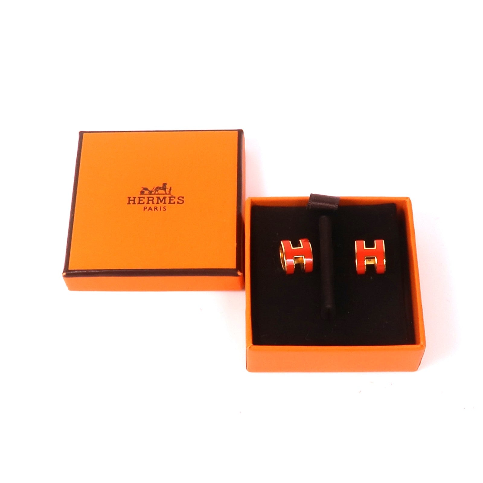 HERMES 金屬Pop H金扣耳環