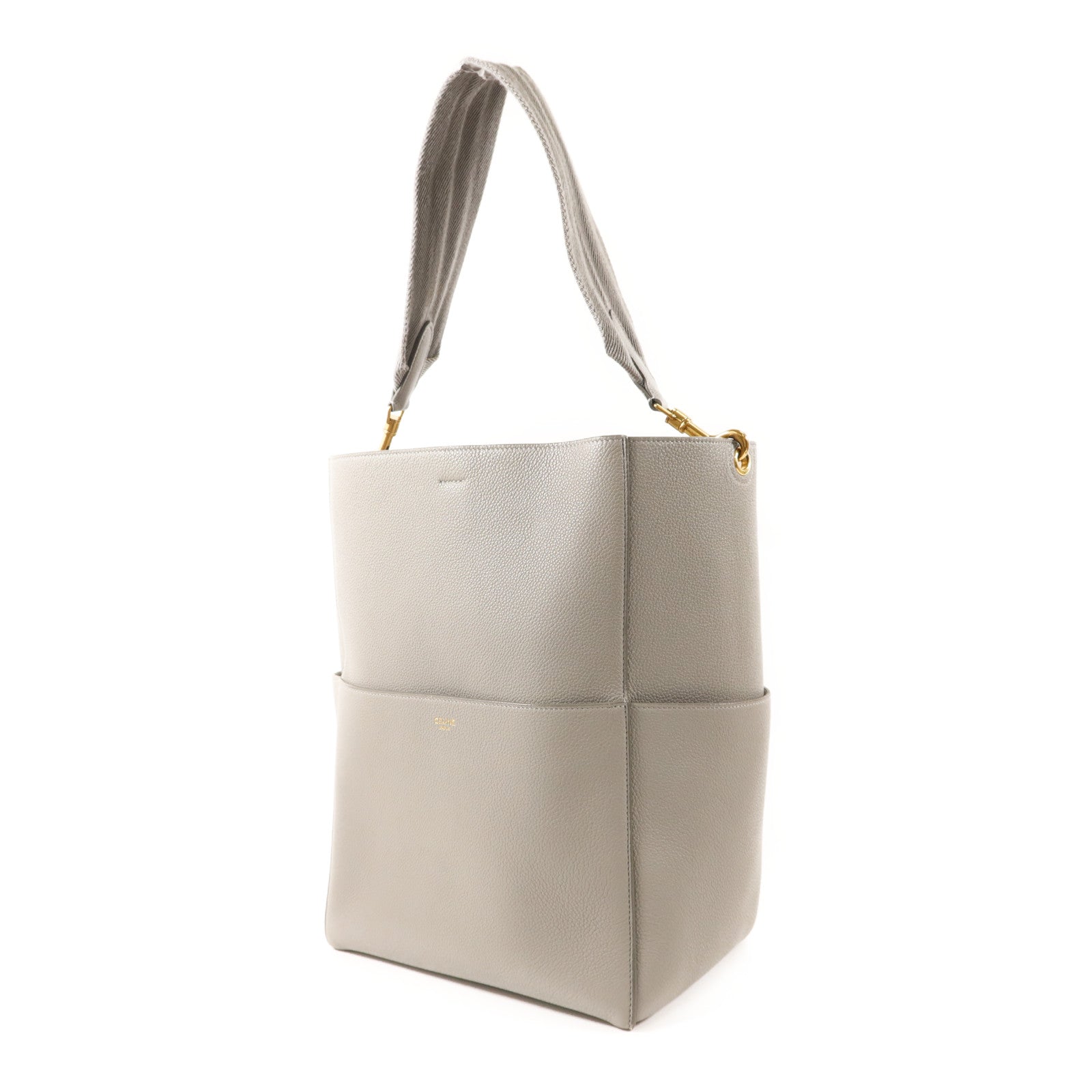 CELINE 牛皮皮革Sangle Bucket金扣肩背袋