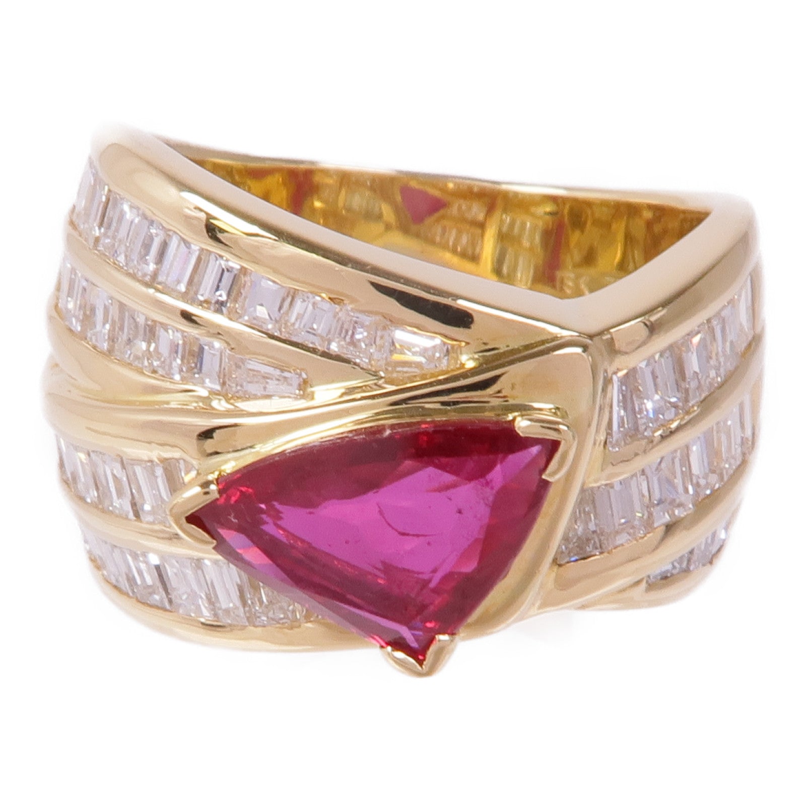 JEWELRY 【激減優惠】18K黃金Ruby Diamond Ring紅寶石/鑽石戒指US#7.5