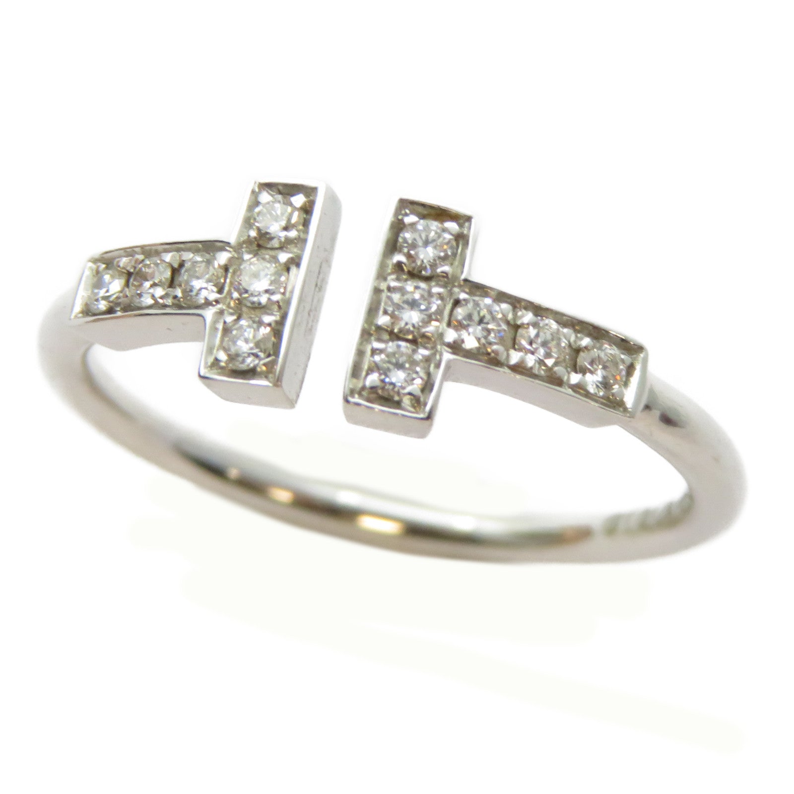 TIFFANY＆CO 18K白金T Wire Diamond Ring鑽石戒指US#7.25