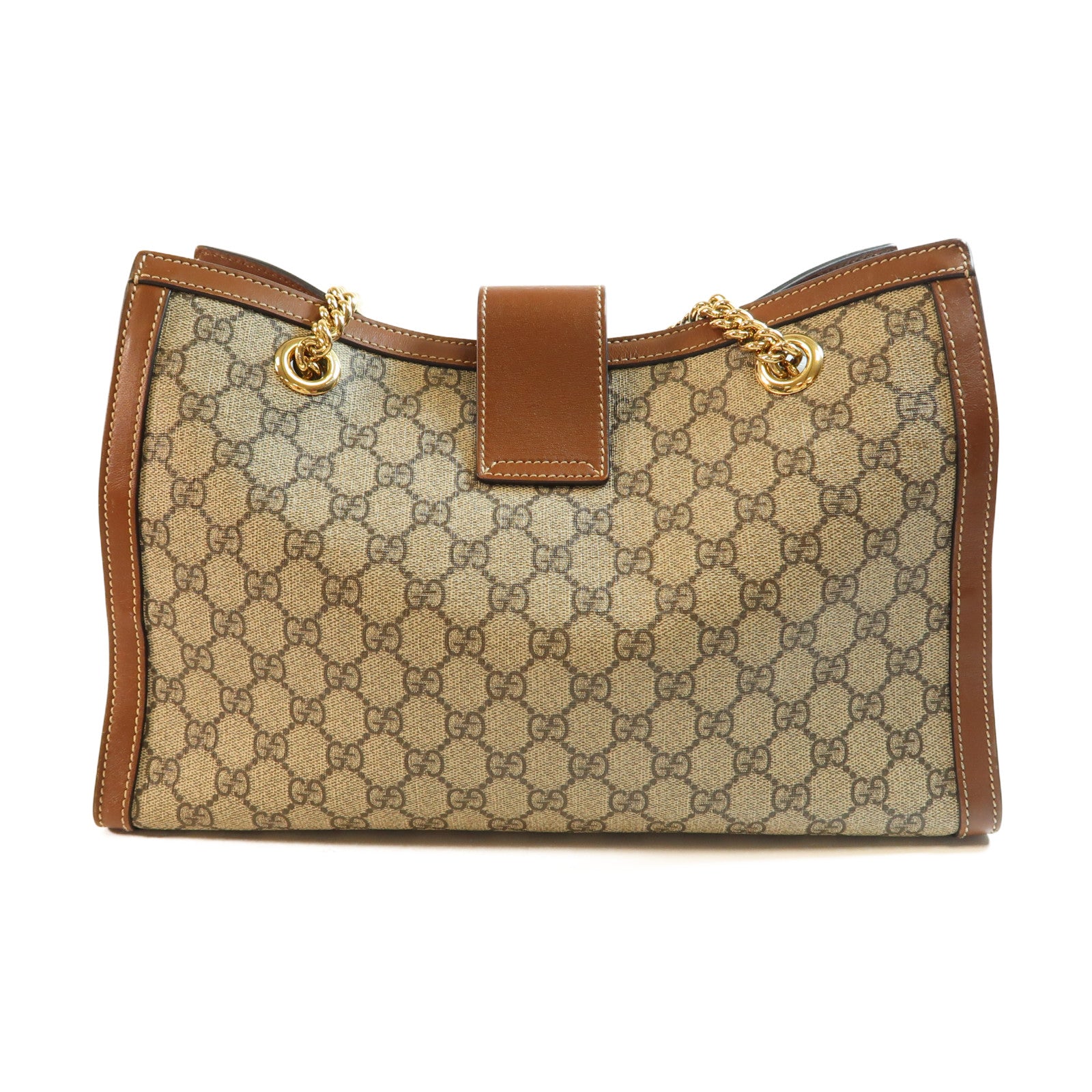 GUCCI 【激減優惠】塗層帆布Padlock GG金扣鏈帶肩背袋
