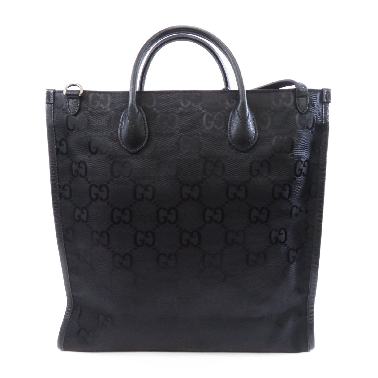 GUCCI 尼龍Tote Bag銀扣手挽袋黑色