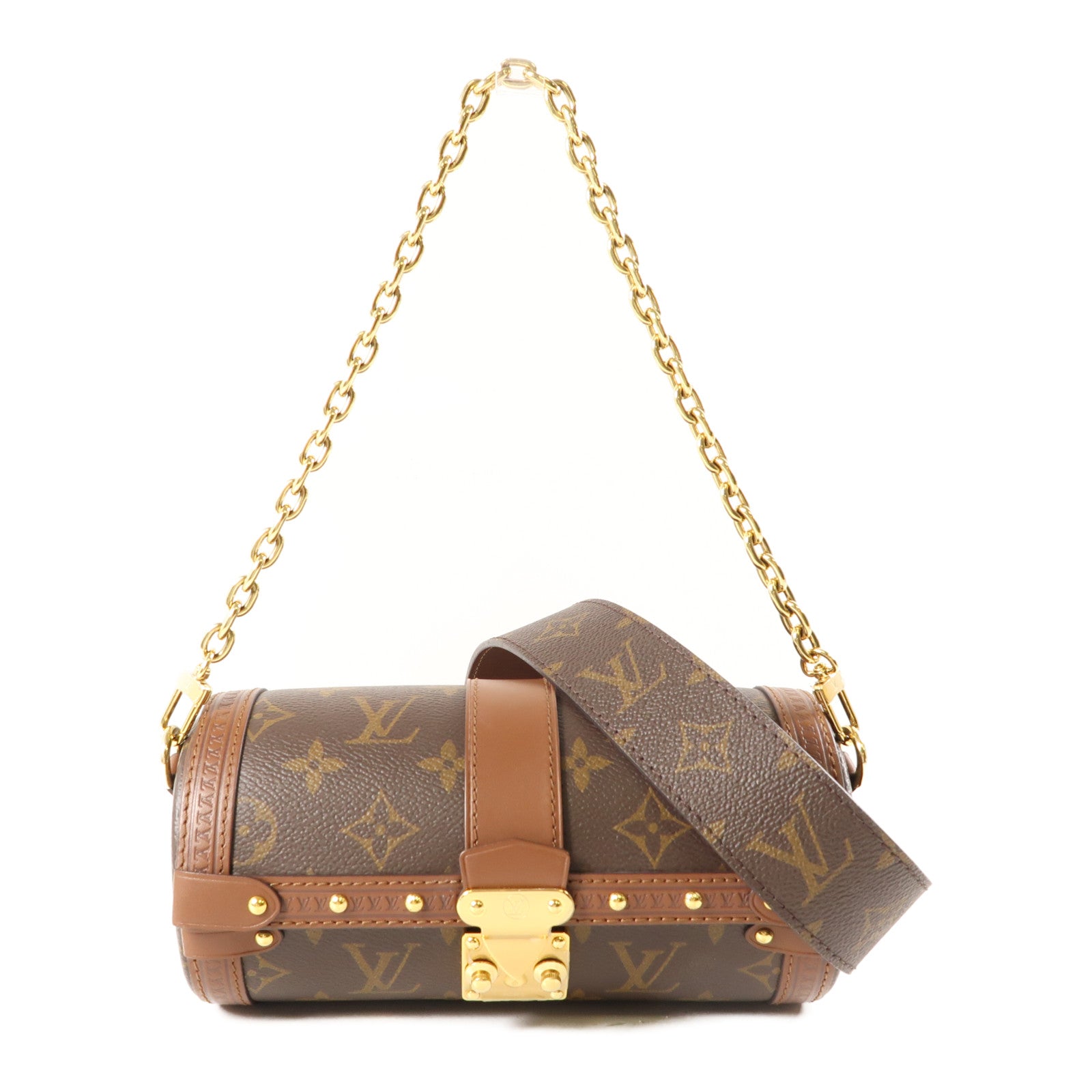 LOUIS VUITTON Monogram Papillon Trunk金扣手挽肩背兩用袋棕色
