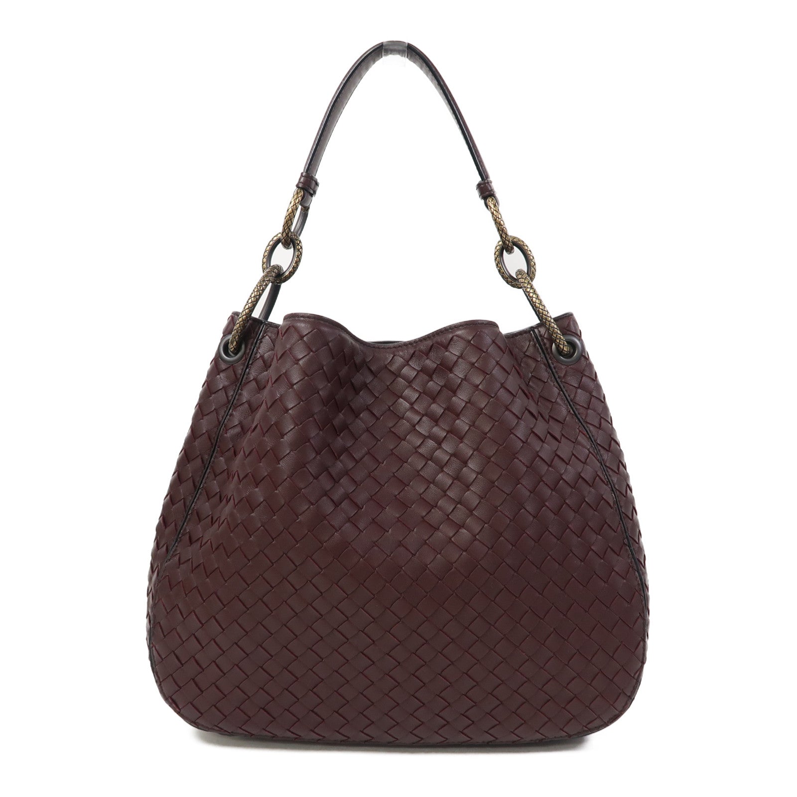 BOTTEGA VENETA 織紋皮革Intrecciato Loop Hobo Bag肩背袋紅色