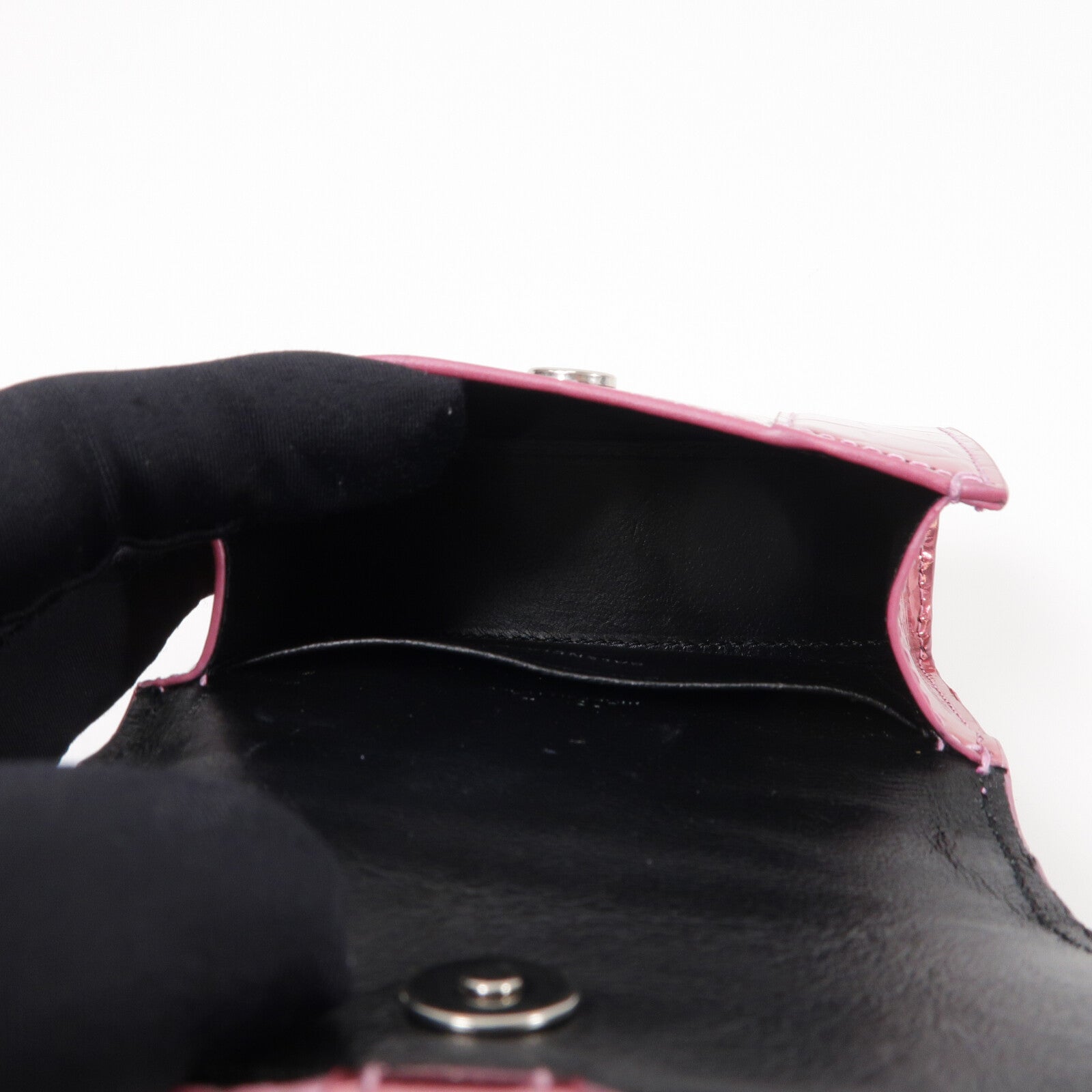 BALENCIAGA 牛皮皮革Hourglass Nano鏈帶手挽肩背兩用袋