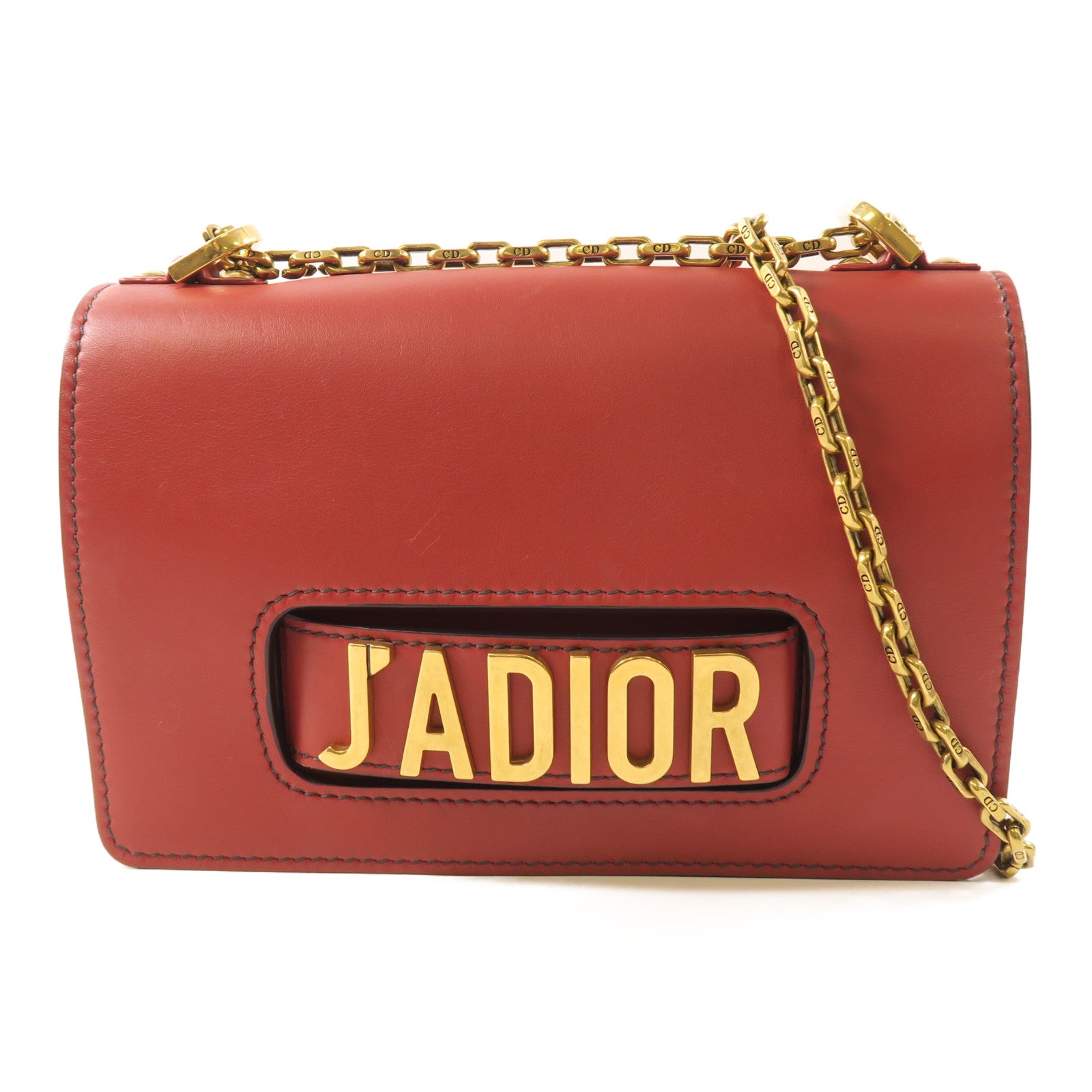 Dior CD GHW J'aDior Chain Shoulder Bag M9002 Calfskin Leather Red