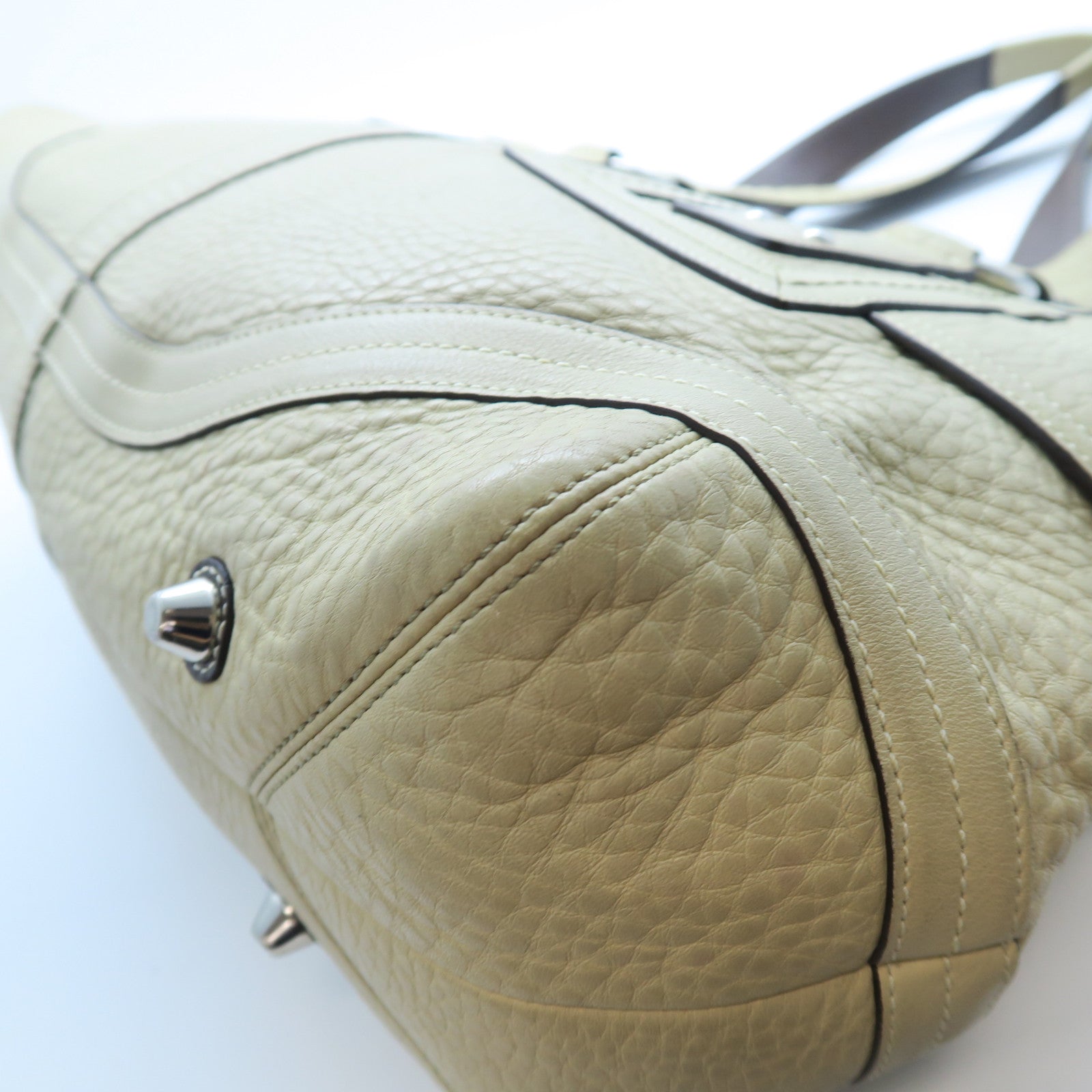 COACH 【激減優惠】牛皮皮革Shoulder Bag銀扣肩背袋淺褐色