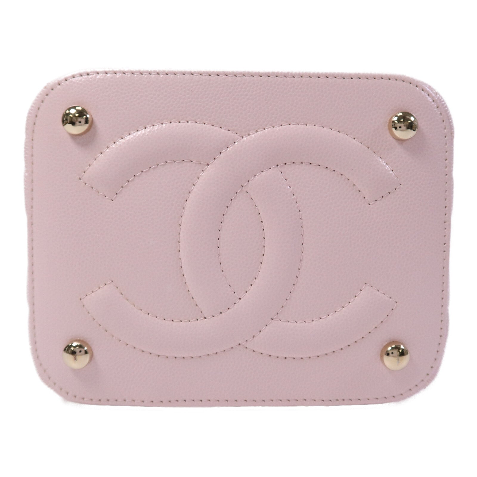 CHANEL 【激減優惠】牛皮皮革Vanity Case金扣鏈帶手挽肩背兩用袋