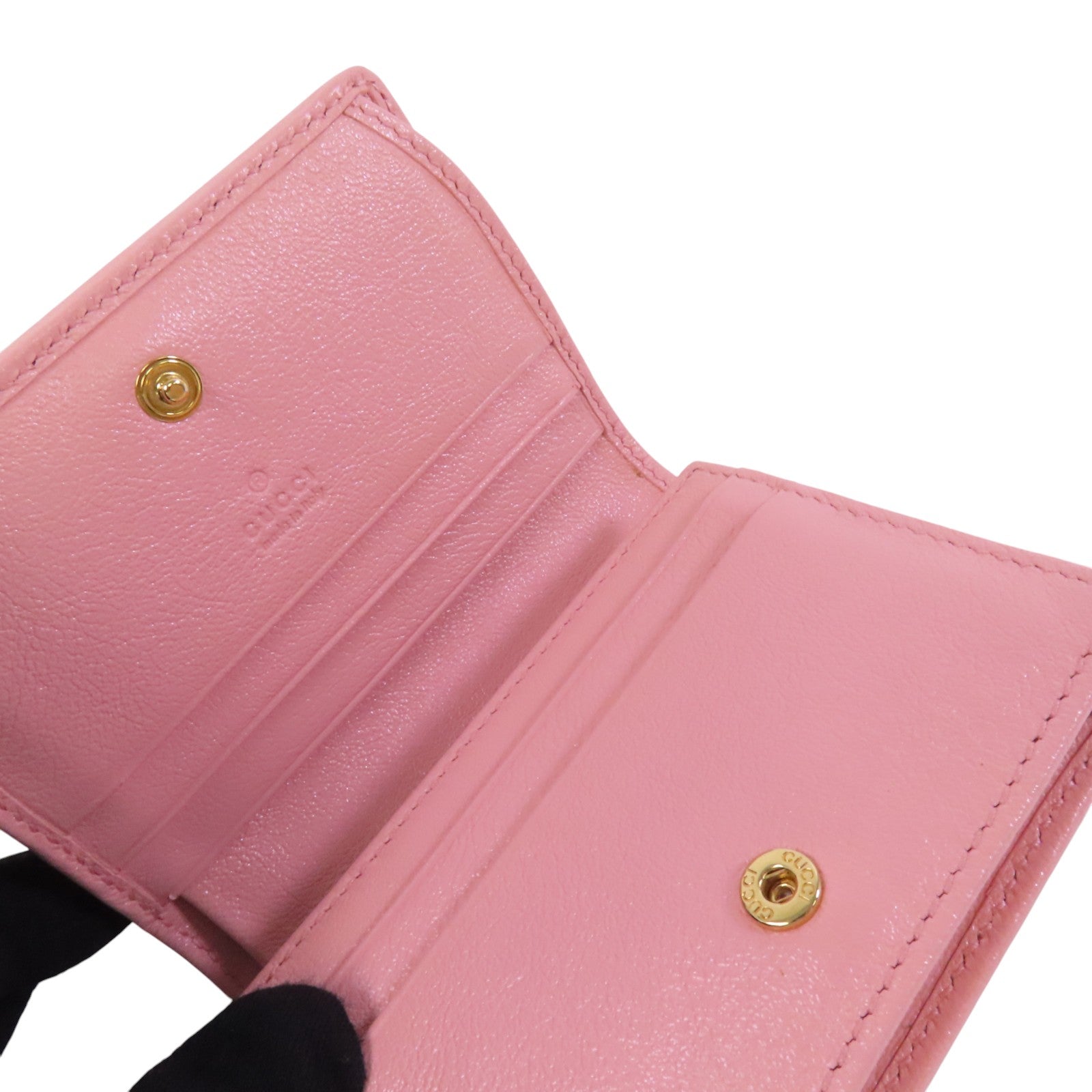 GUCCI 【激減優惠】牛皮皮革Fold Wallet金扣短錢包