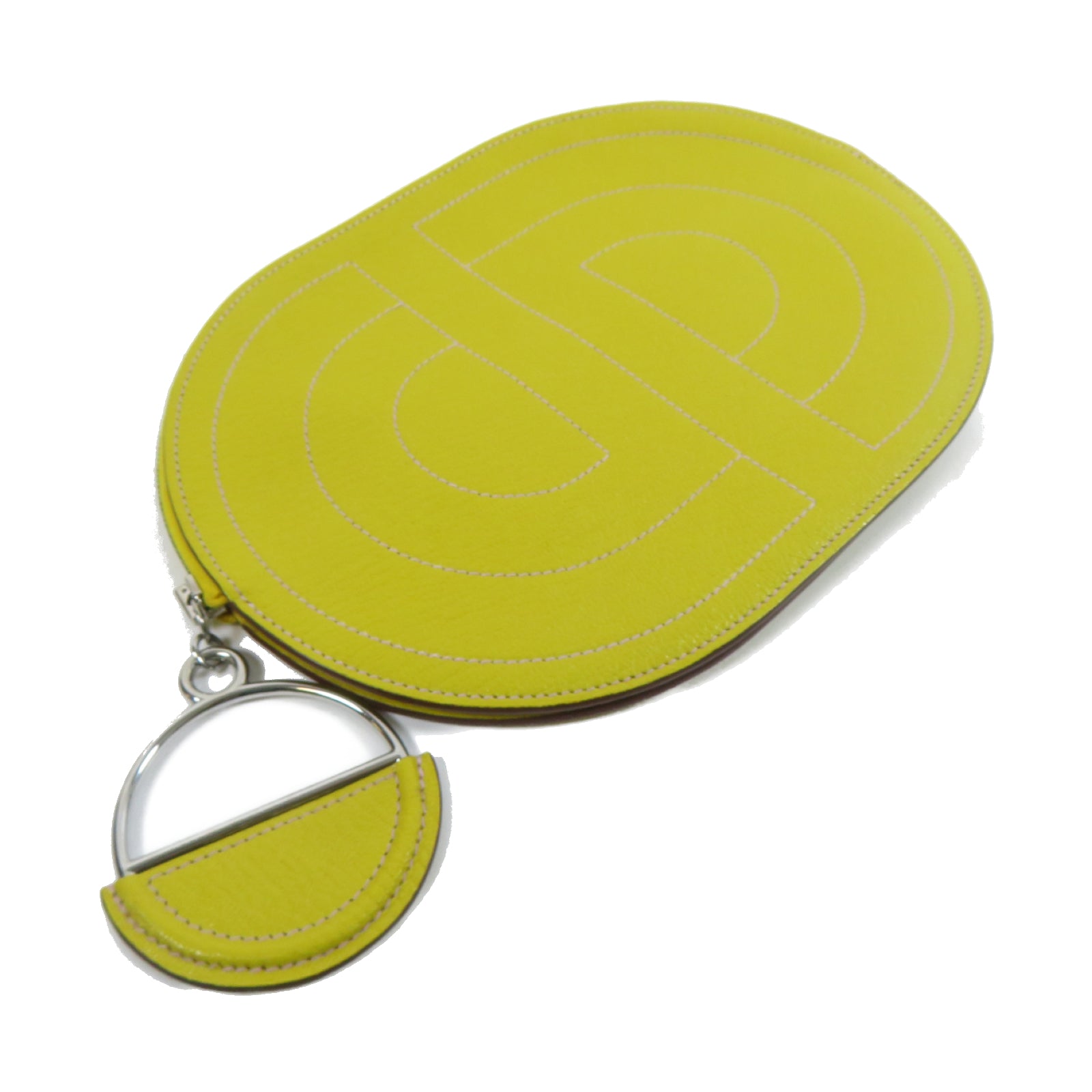 HERMES 【清倉大減價】Chevre皮革In The Loop To Go銀扣手拿包Lime 萊姆色