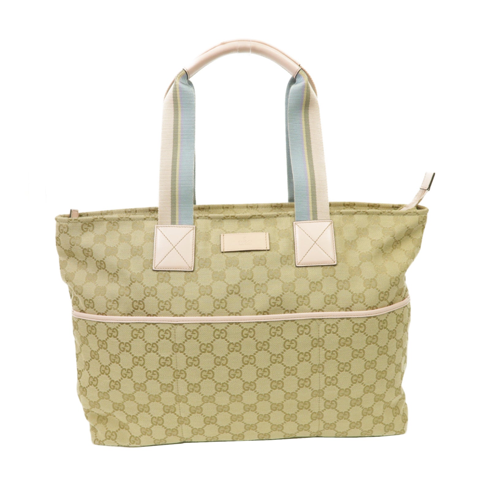 GUCCI 【激減優惠】帆布Tote Bag金扣手挽袋啡色/粉紅色