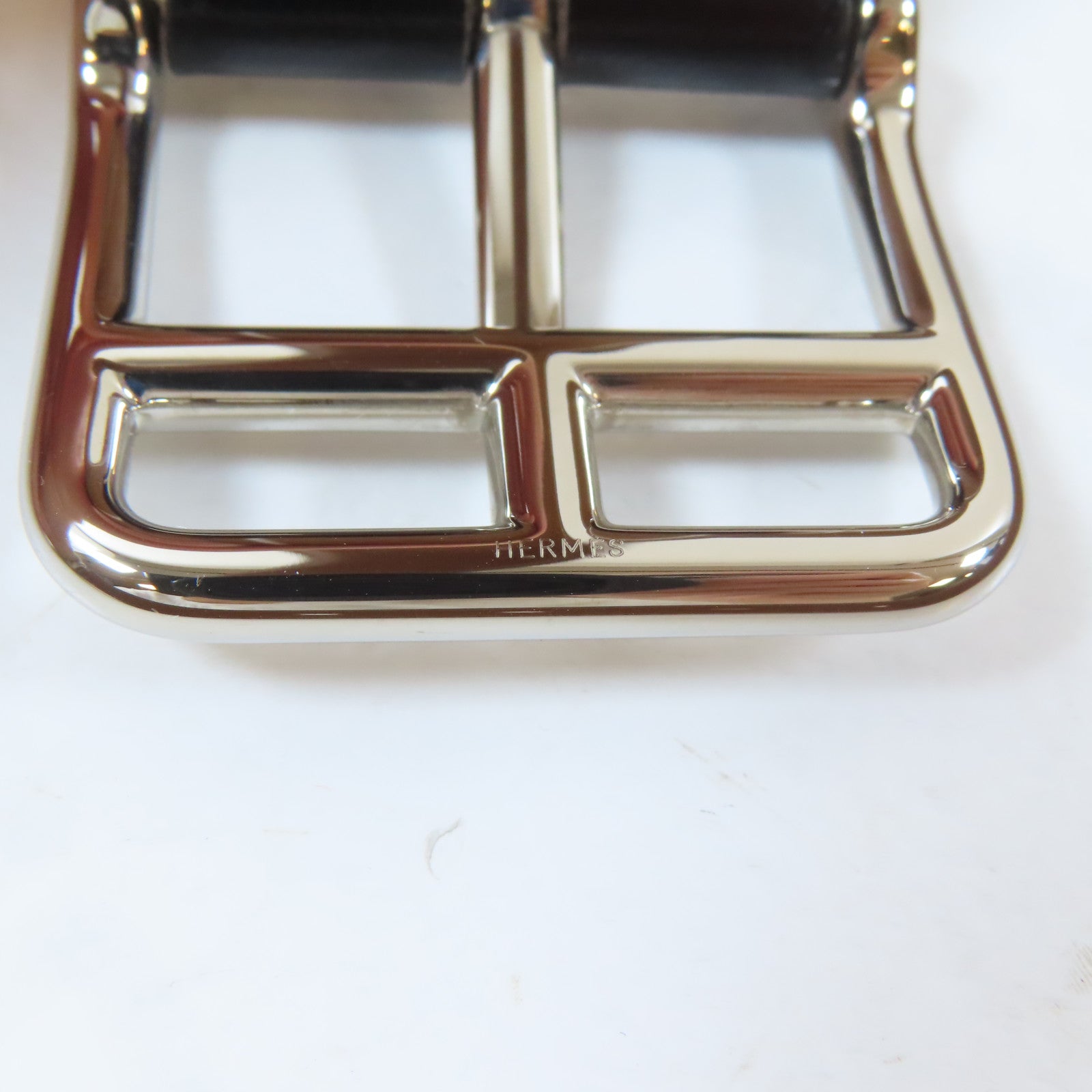 HERMES Swift皮革Cape Cod Reversible Belt 95cm銀扣皮帶Noir/黑色