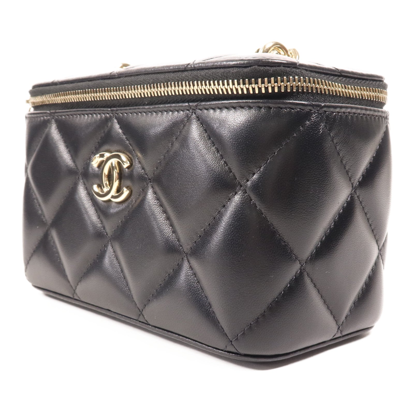 CHANEL 羊皮皮革Vanity Case金扣鏈帶肩背袋