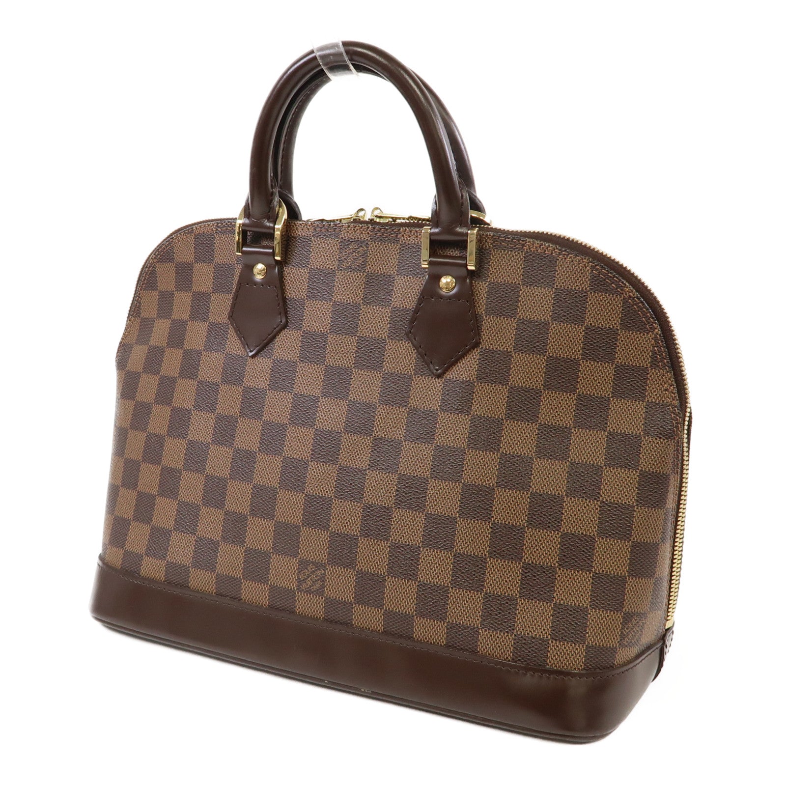 LOUIS VUITTON Damier Ebene Alma MM金扣手挽袋啡色