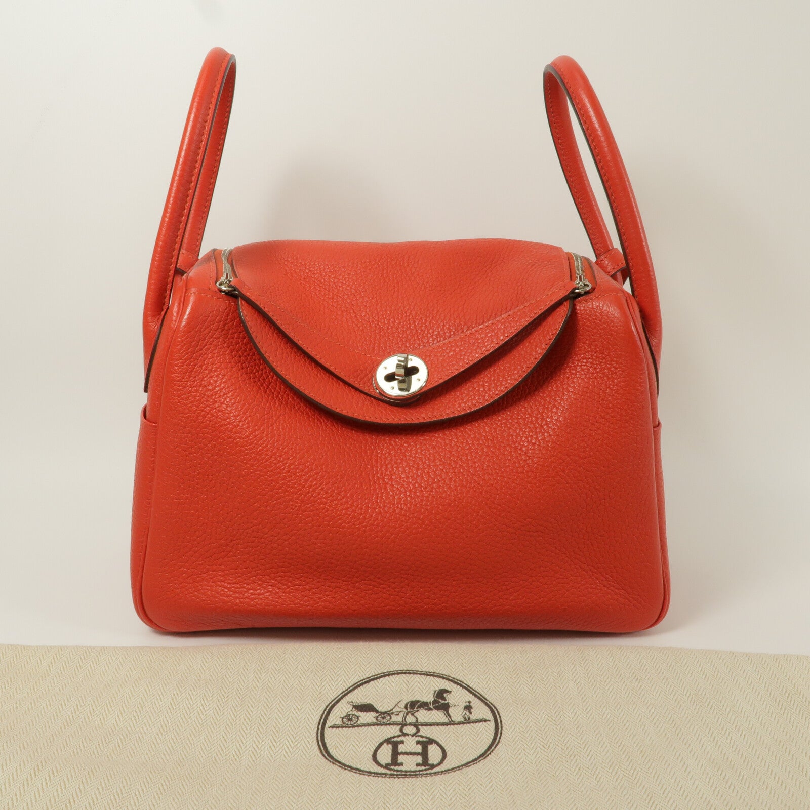 HERMES Clemence皮革Lindy 26手挽肩背兩用袋Geranium