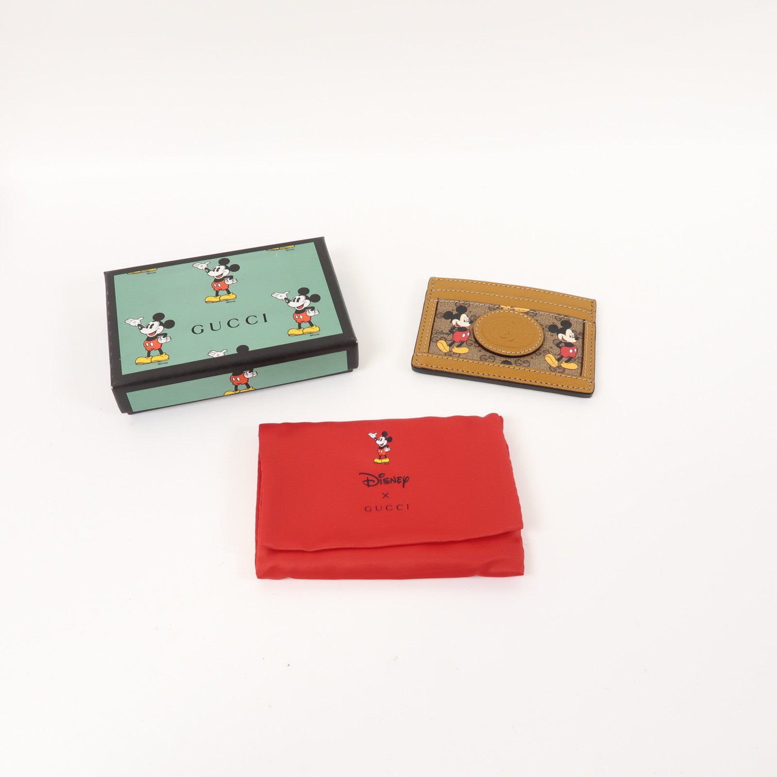 GUCCI 塗層帆布Disney x Gucci Mickey Mouse Card Case卡片套啡色