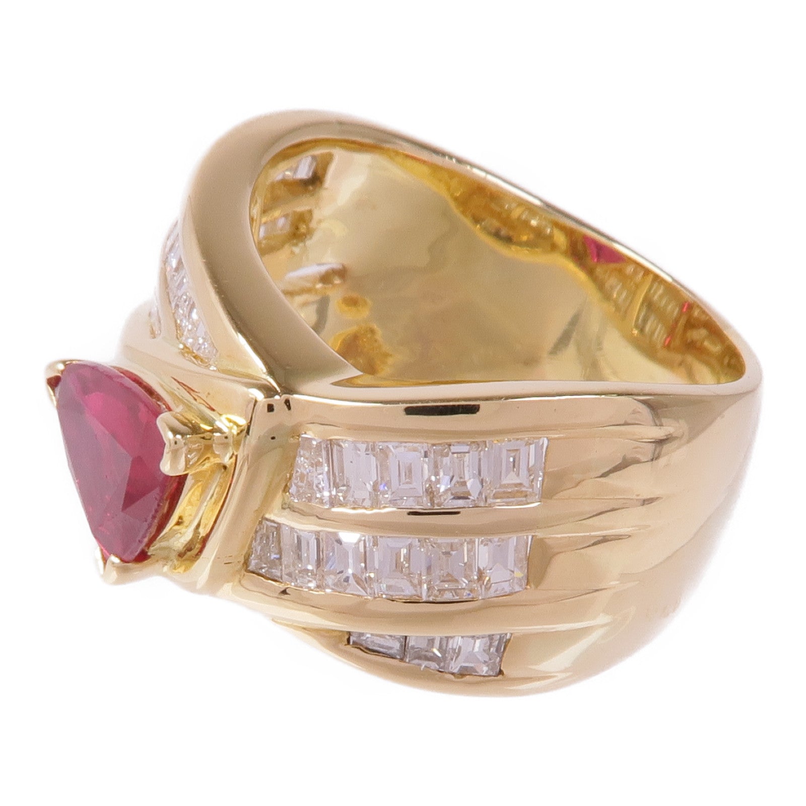 JEWELRY 【激減優惠】18K黃金Ruby Diamond Ring紅寶石/鑽石戒指US#7.5